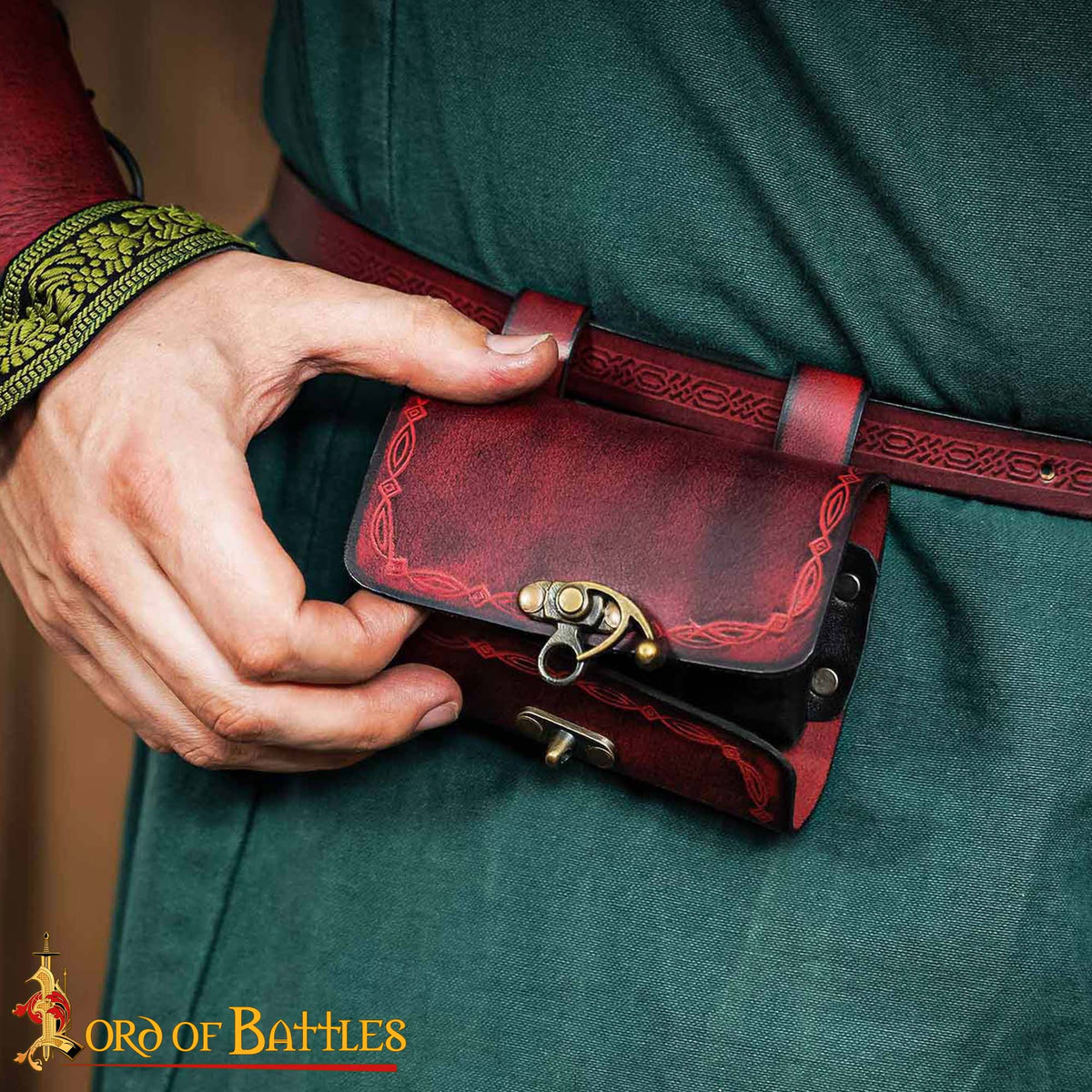 Imagen única de: Bolsa de pociones de cuero con 4 frascos