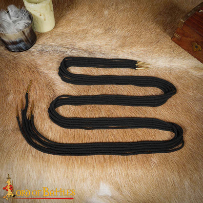Cordones de Algodón Negro con Remates de Latón Macizo - Juego de 5 Corbatas Medievales - Imagen 2