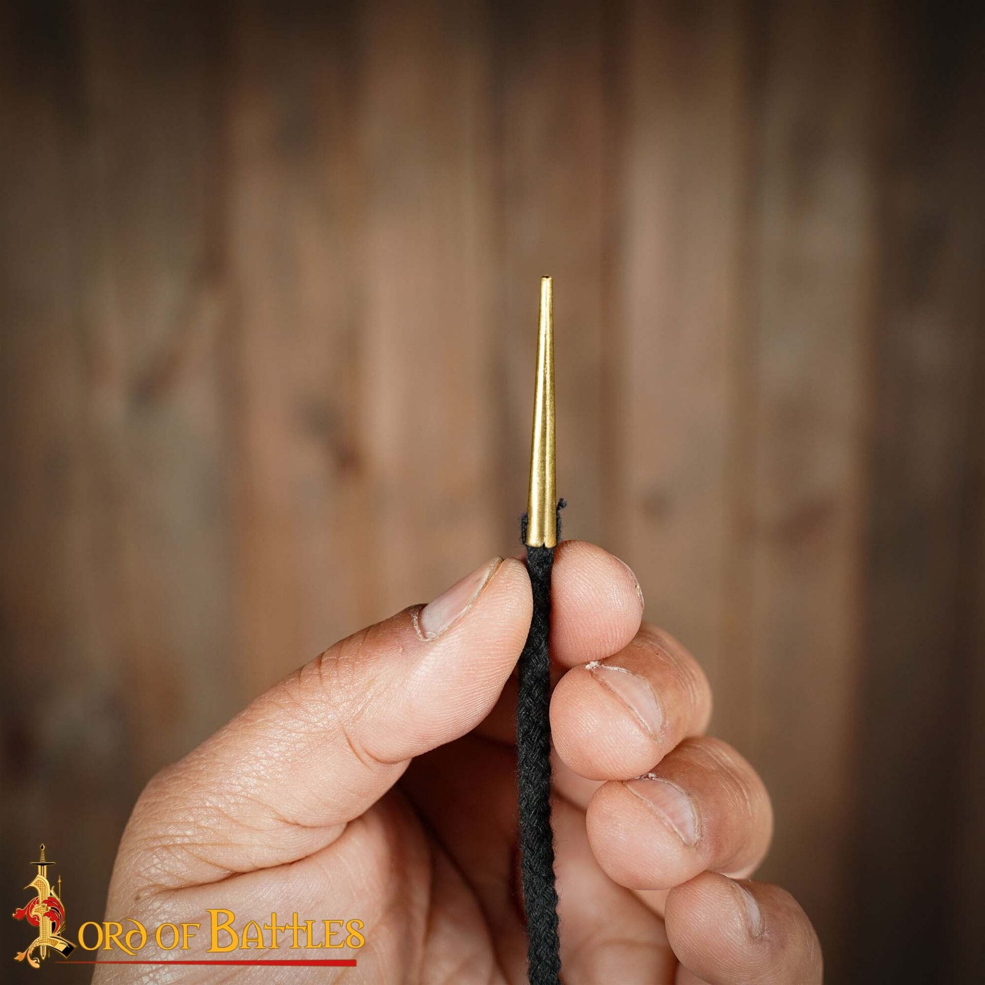 Cordones de Algodón Negro con Remates de Latón Macizo - Juego de 5 Corbatas Medievales - Imagen 6