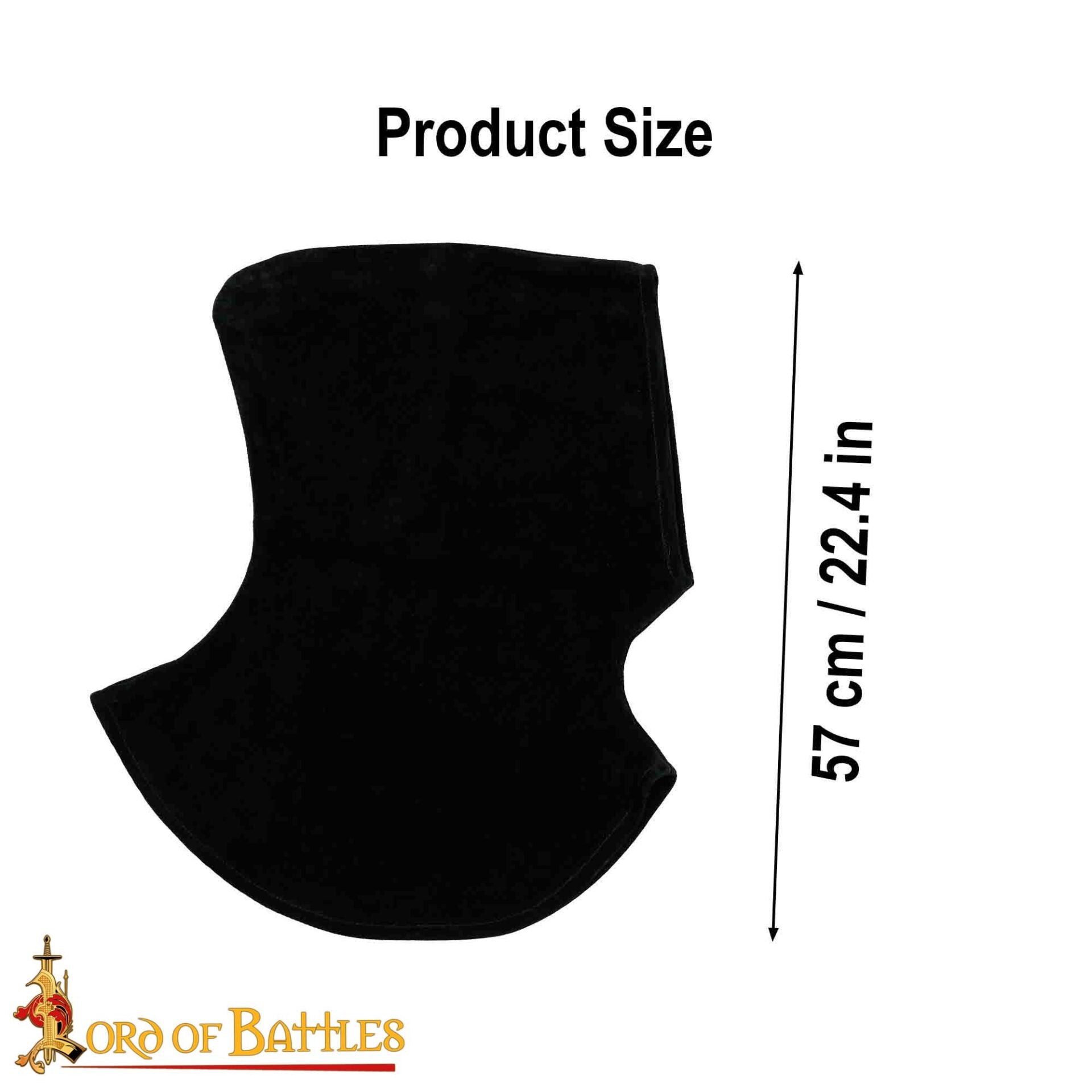 Capucha de Piel de Ante Negra con Cuello Ancho - Estilo Medieval Artesanal - Imagen 3