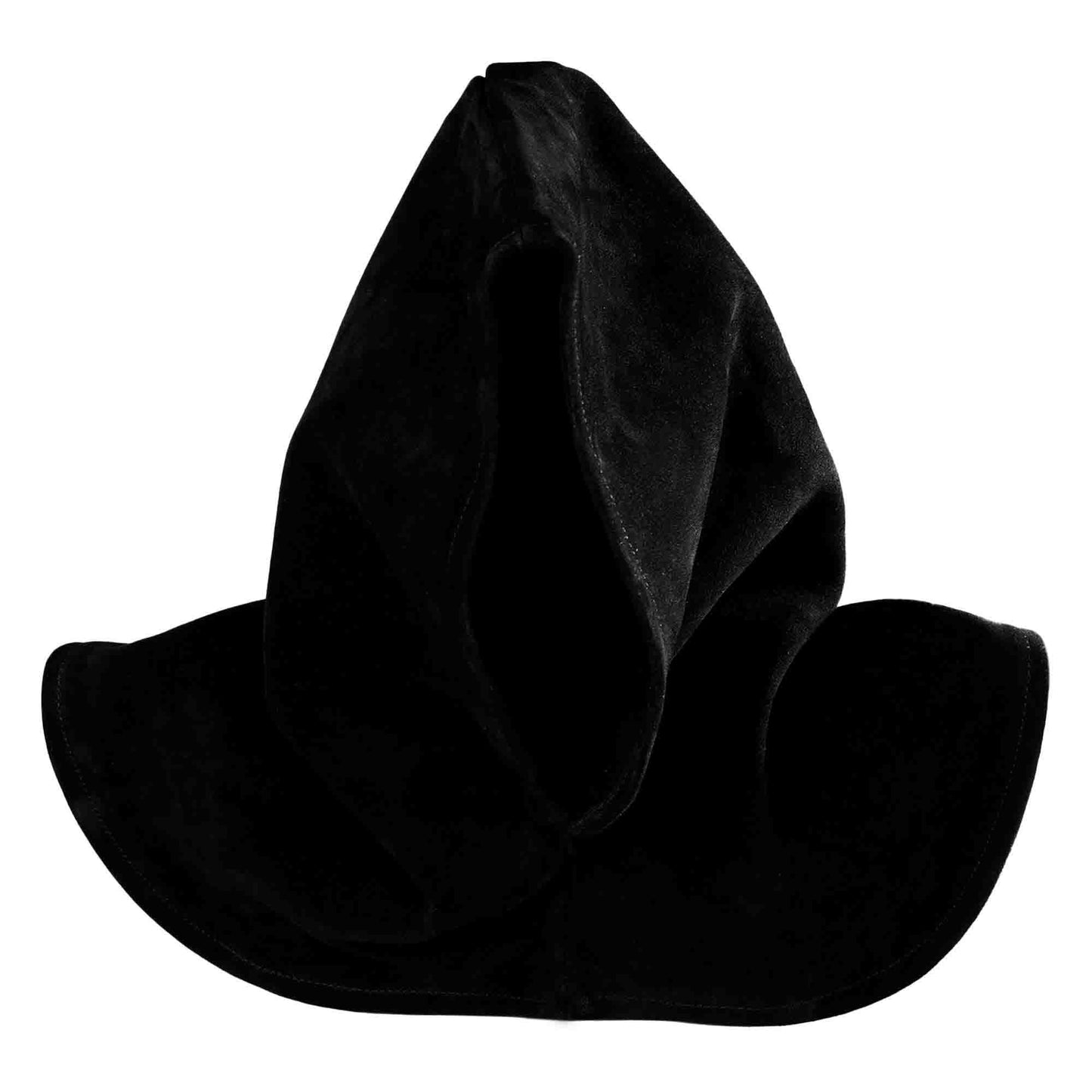 Capucha de Piel de Ante Negra con Cuello Ancho - Estilo Medieval Artesanal - Imagen 4