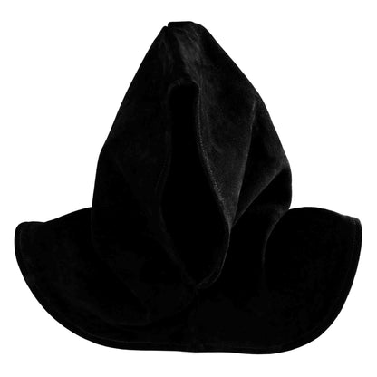 Capucha de Piel de Ante Negra con Cuello Ancho - Estilo Medieval Artesanal - Imagen 4