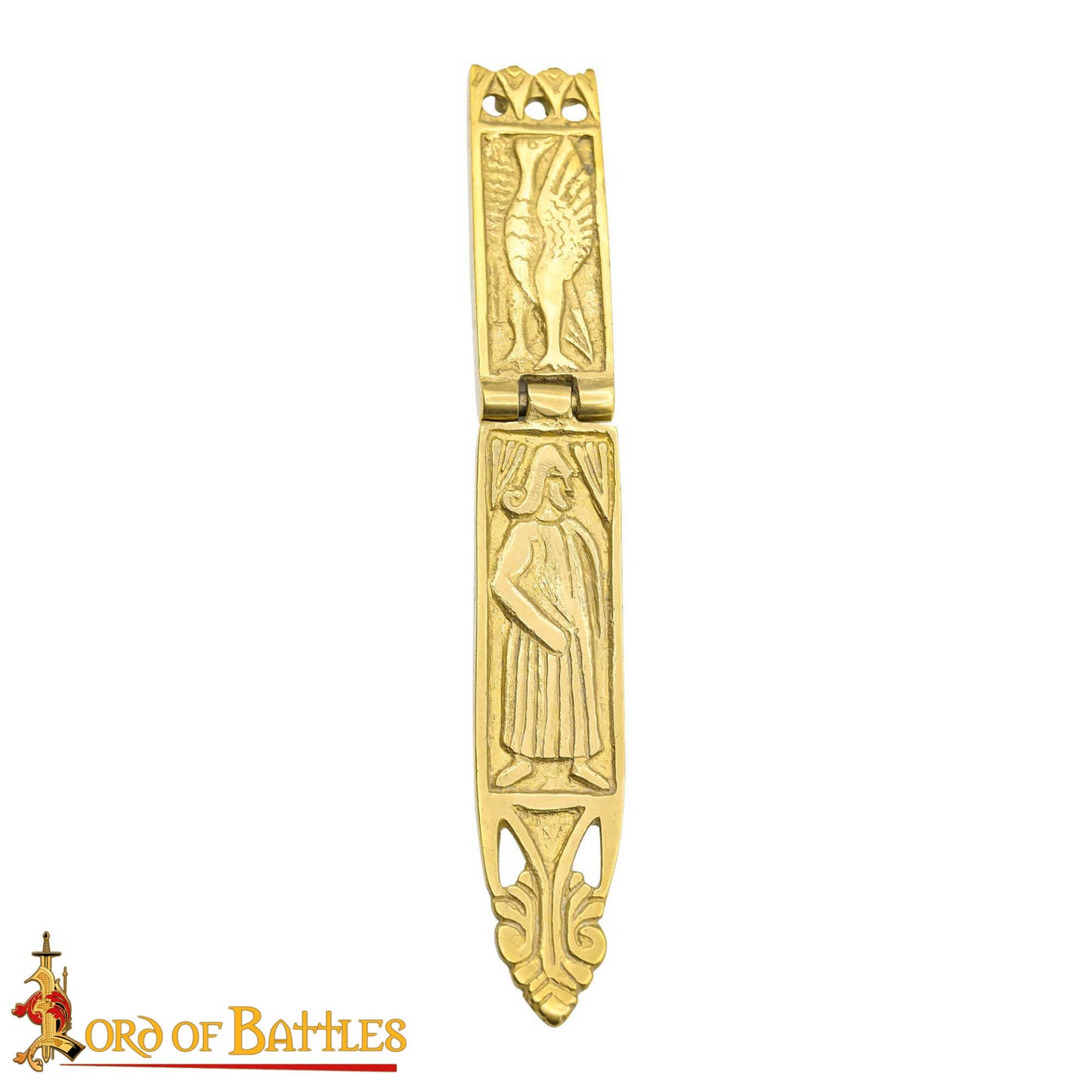 Vaina de Espada Vikinga de Latón - 16,5 Cm Guarnición Grabada con Diseño de Bisagra - Imagen 4