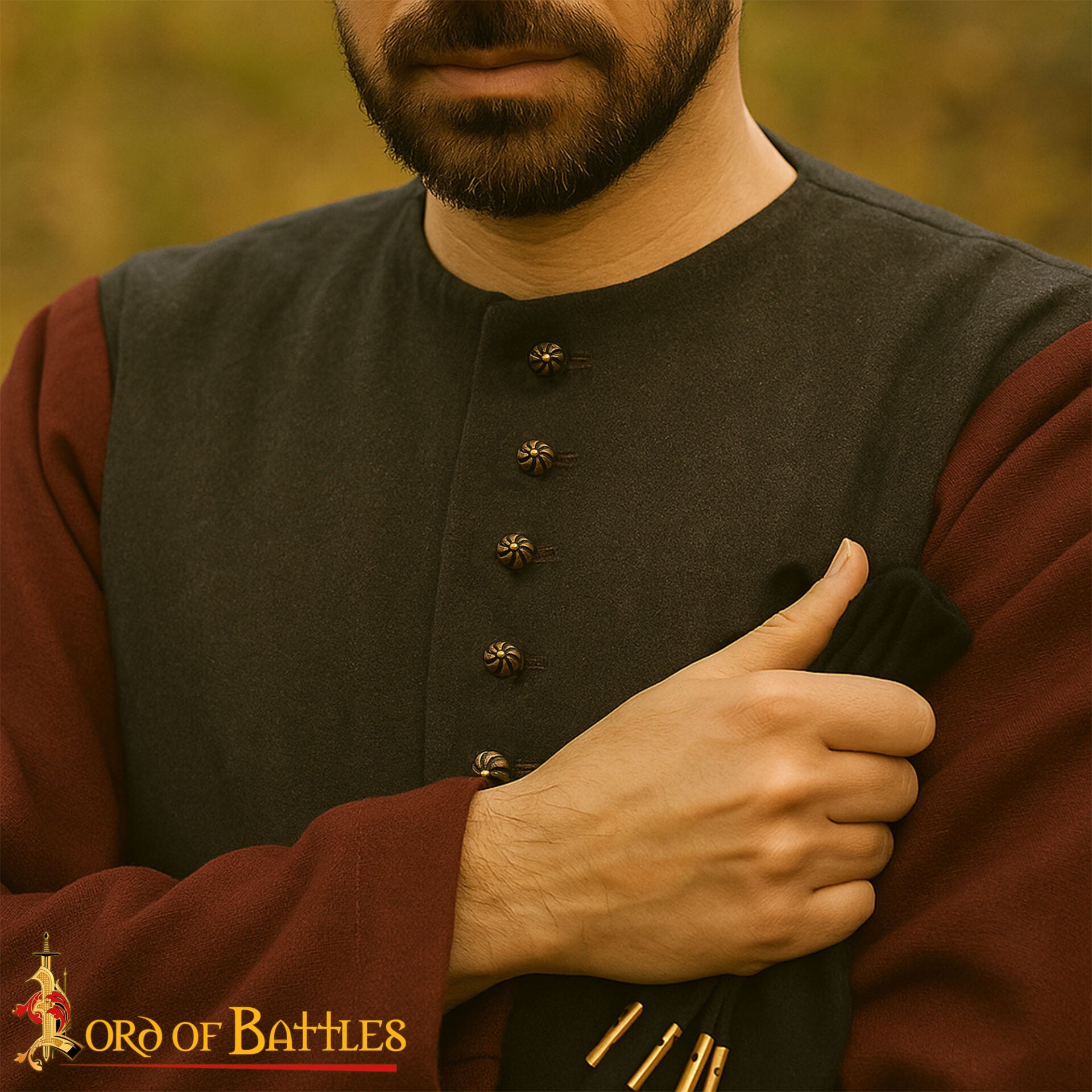 Botones Cónicos de Latón del Siglo Xv - Juego de 6 Cierres Históricos para Prendas de Vestir - Imagen 7