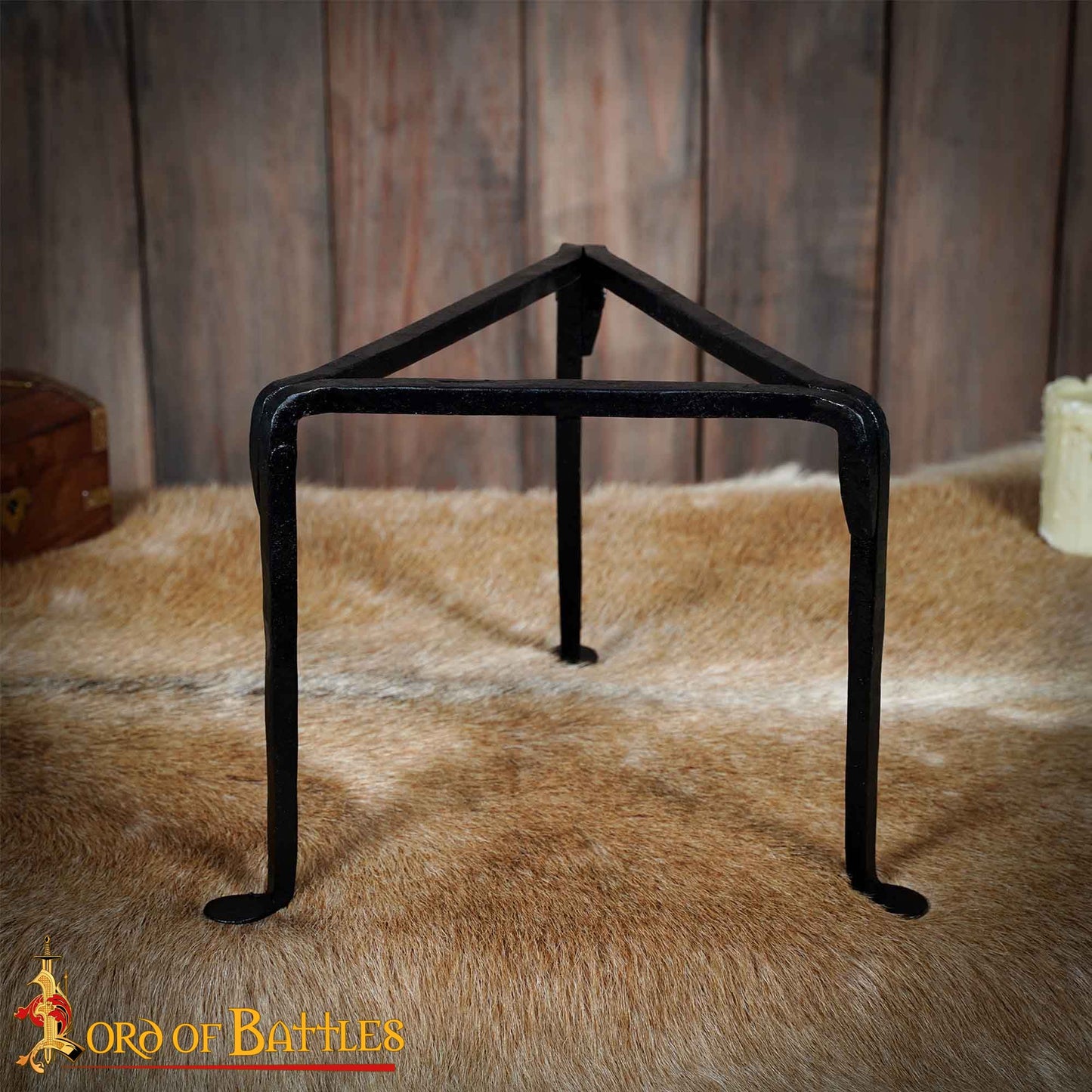 Trípode de Hierro Forjado a Mano - 9 Pulgadas Acabado Negro - Soporte Medieval para Olla de Campamento - Imagen 1