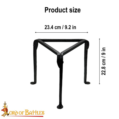 Trípode de Hierro Forjado a Mano - 9 Pulgadas Acabado Negro - Soporte Medieval para Olla de Campamento - Imagen 4