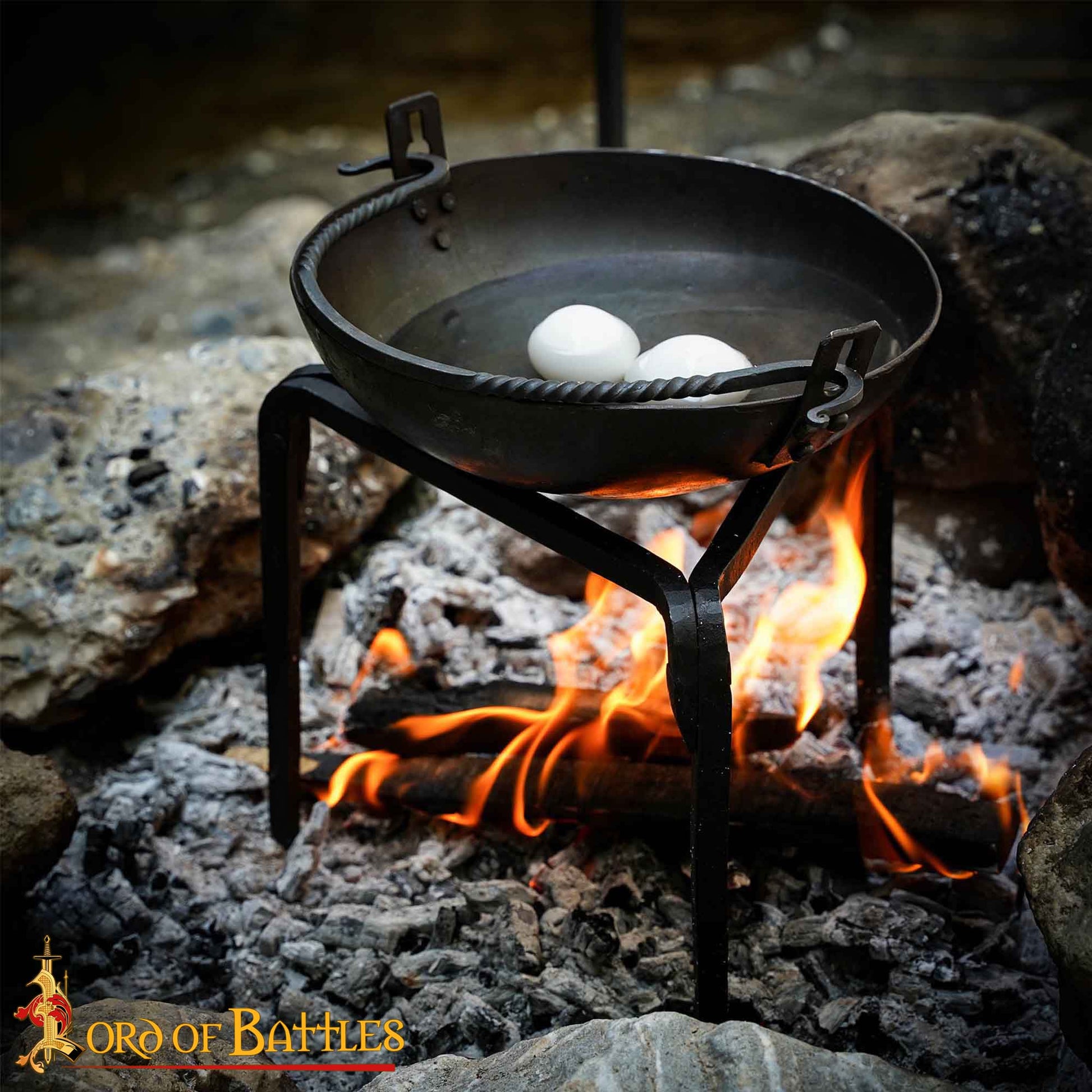 Trípode de Hierro Forjado a Mano - 9 Pulgadas Acabado Negro - Soporte Medieval para Olla de Campamento - Imagen 2