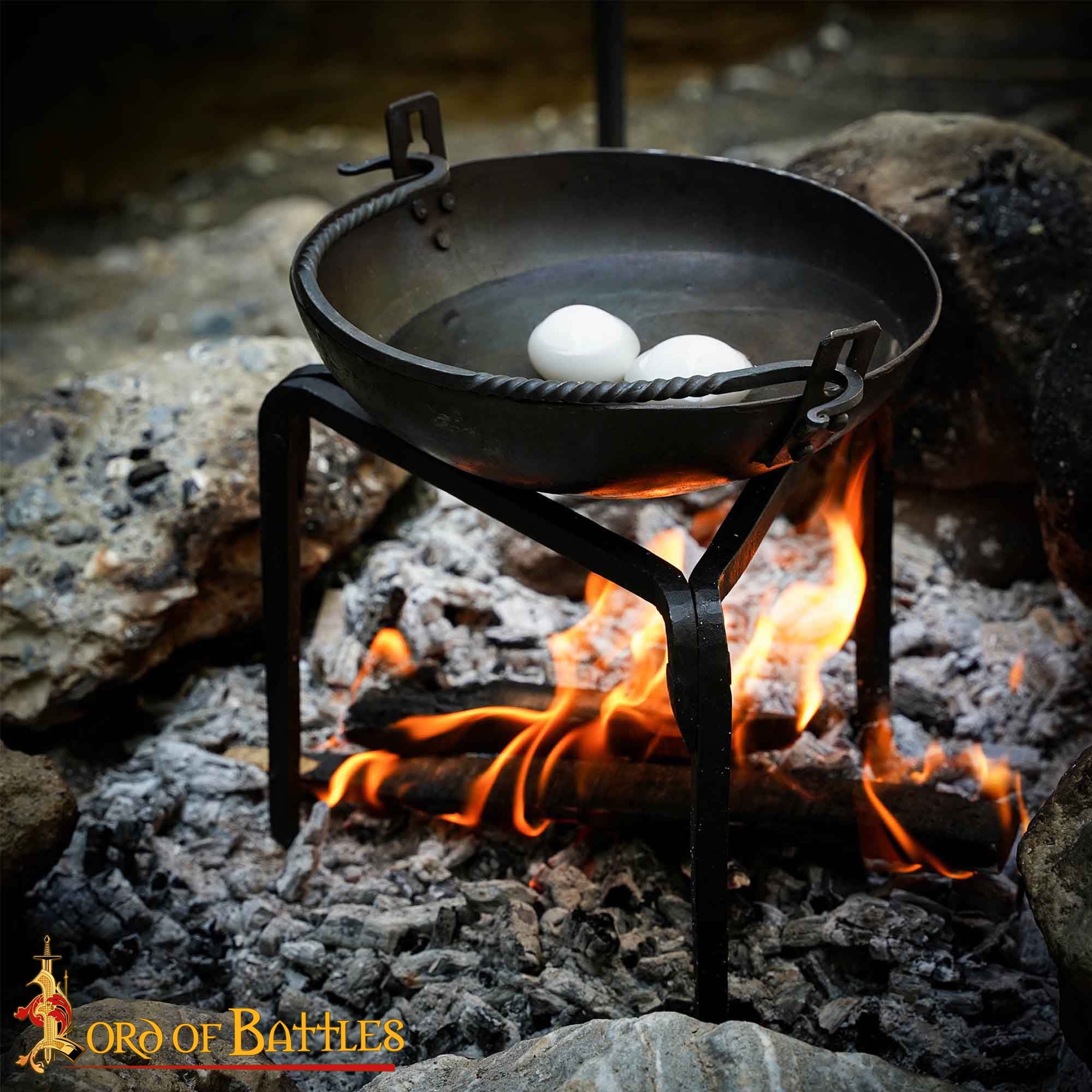 Trípode de Hierro Forjado a Mano - 9 Pulgadas Acabado Negro - Soporte Medieval para Olla de Campamento - Imagen 2