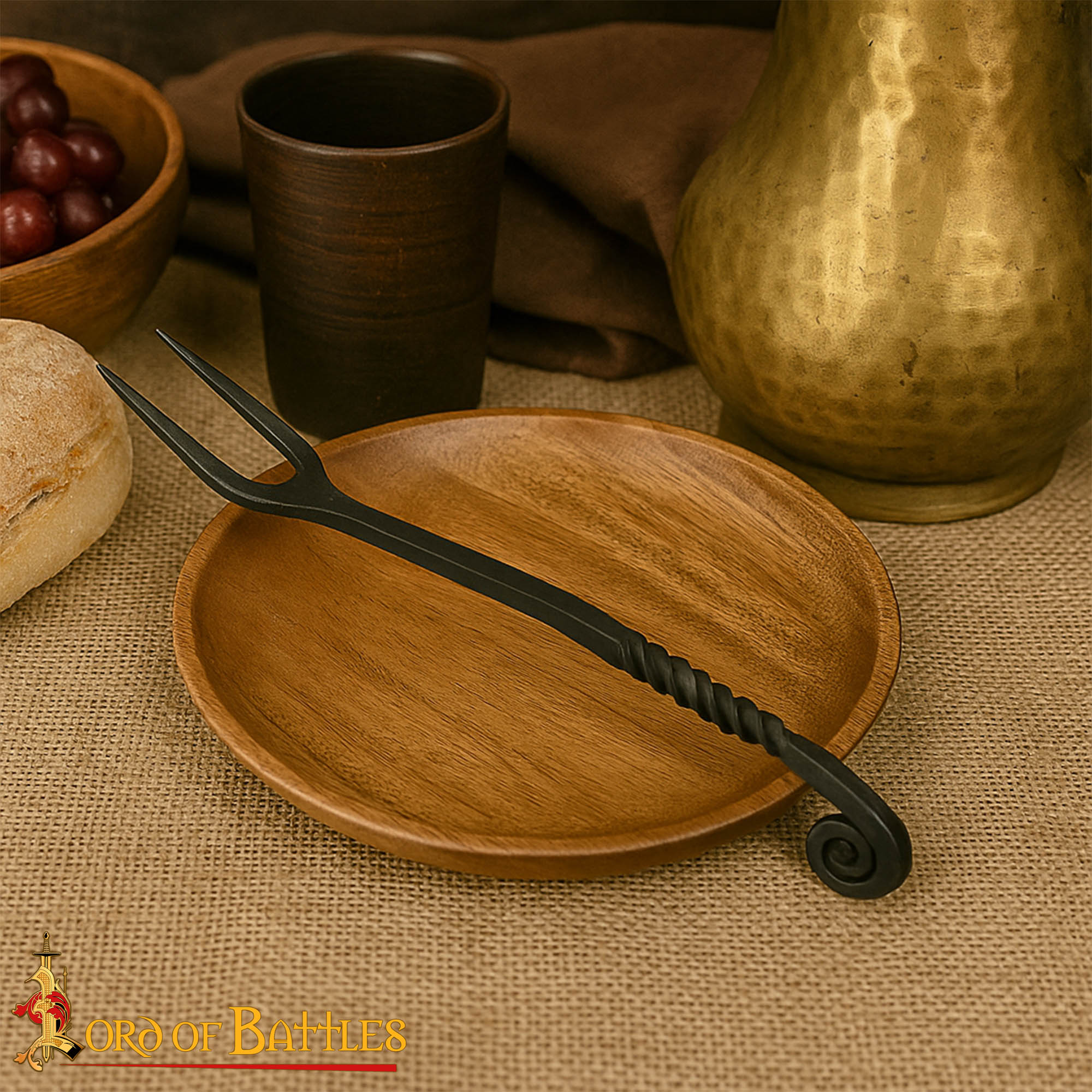 Viking Tenedor de Hierro Forjado a Mano para Ollas - Mango Retorcido Herramienta para Cocinar y Servir a Fuego Abierto - Imagen 1