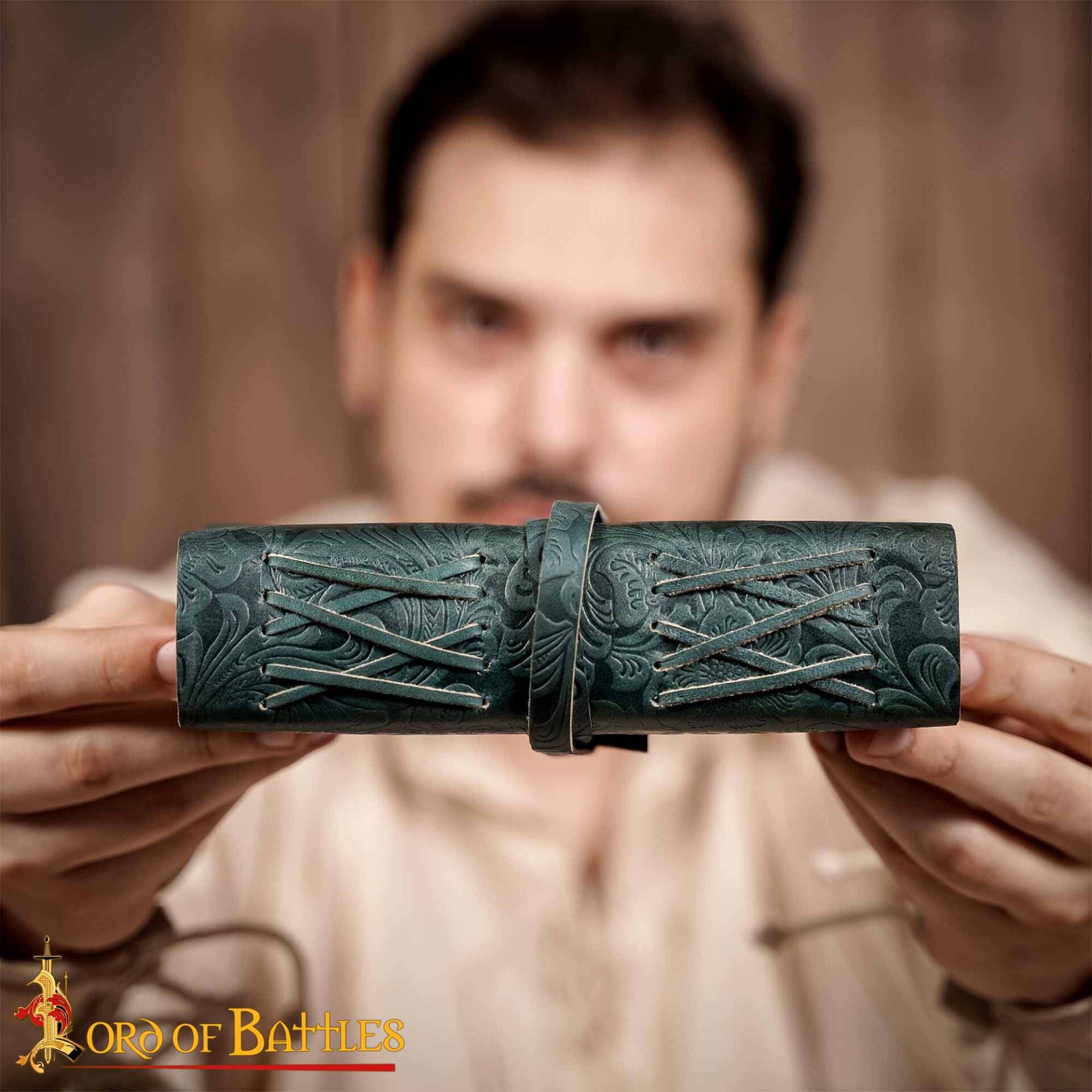 Diario Medieval de Cuero con Papel Antiguo -verde - Diario Hecho a Mano - Imagen 5