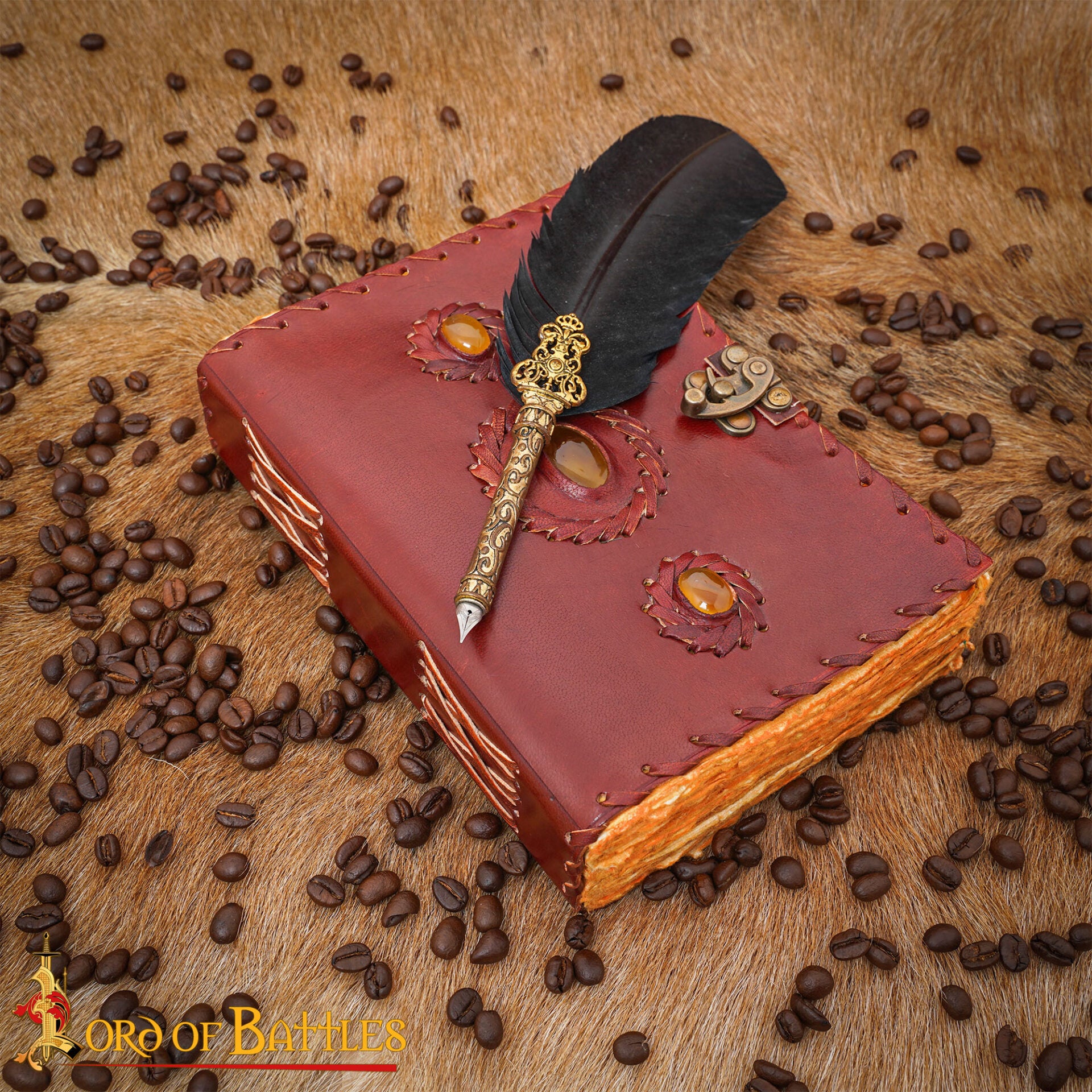 Diario Medieval de Notas de Piel Auténtica Hecho a Mano - Imagen 1