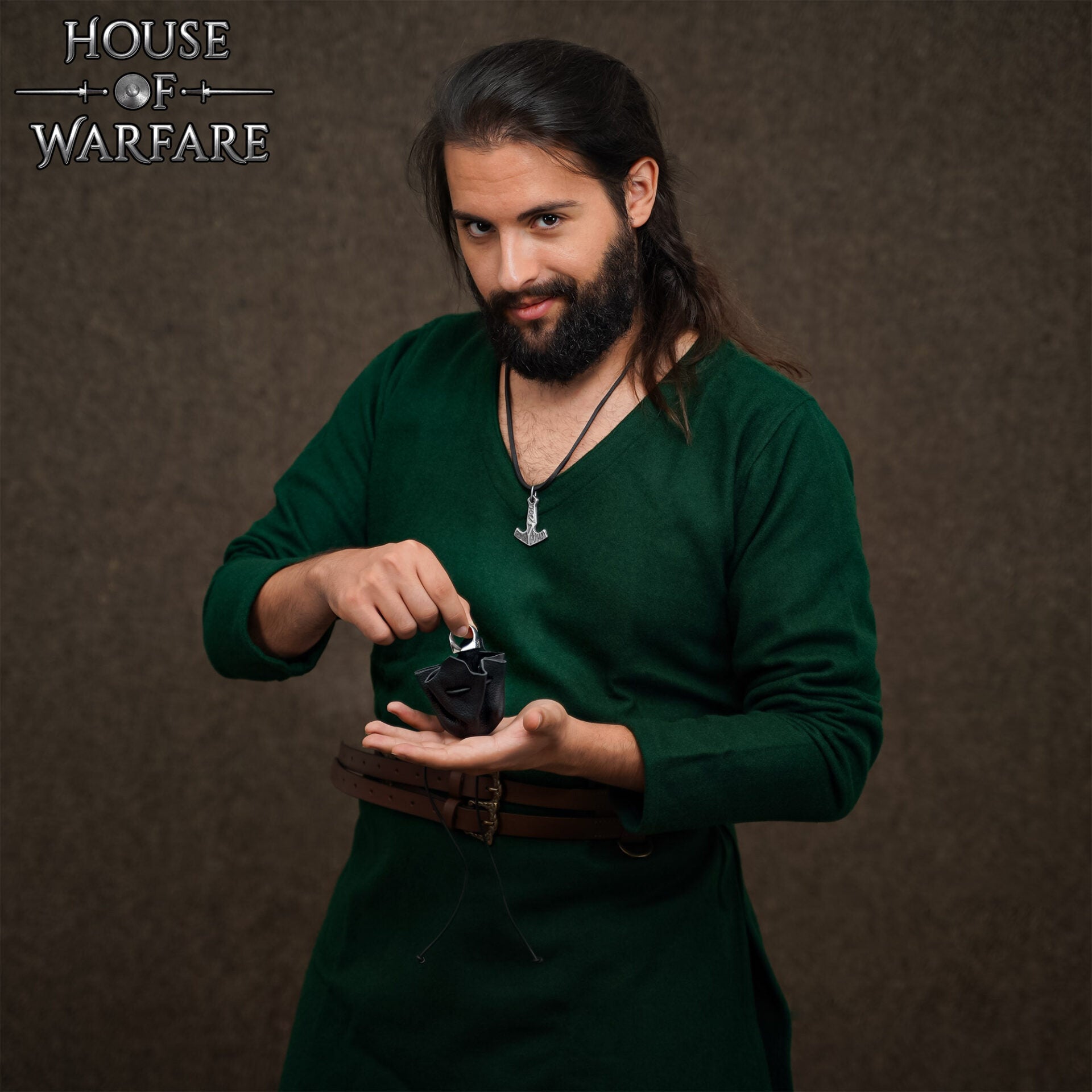 Monedero Pequeño de Cuero - Bolsita Artesanal Negra con Cordón para Monedas, Dados, Joyas - Imagen 2