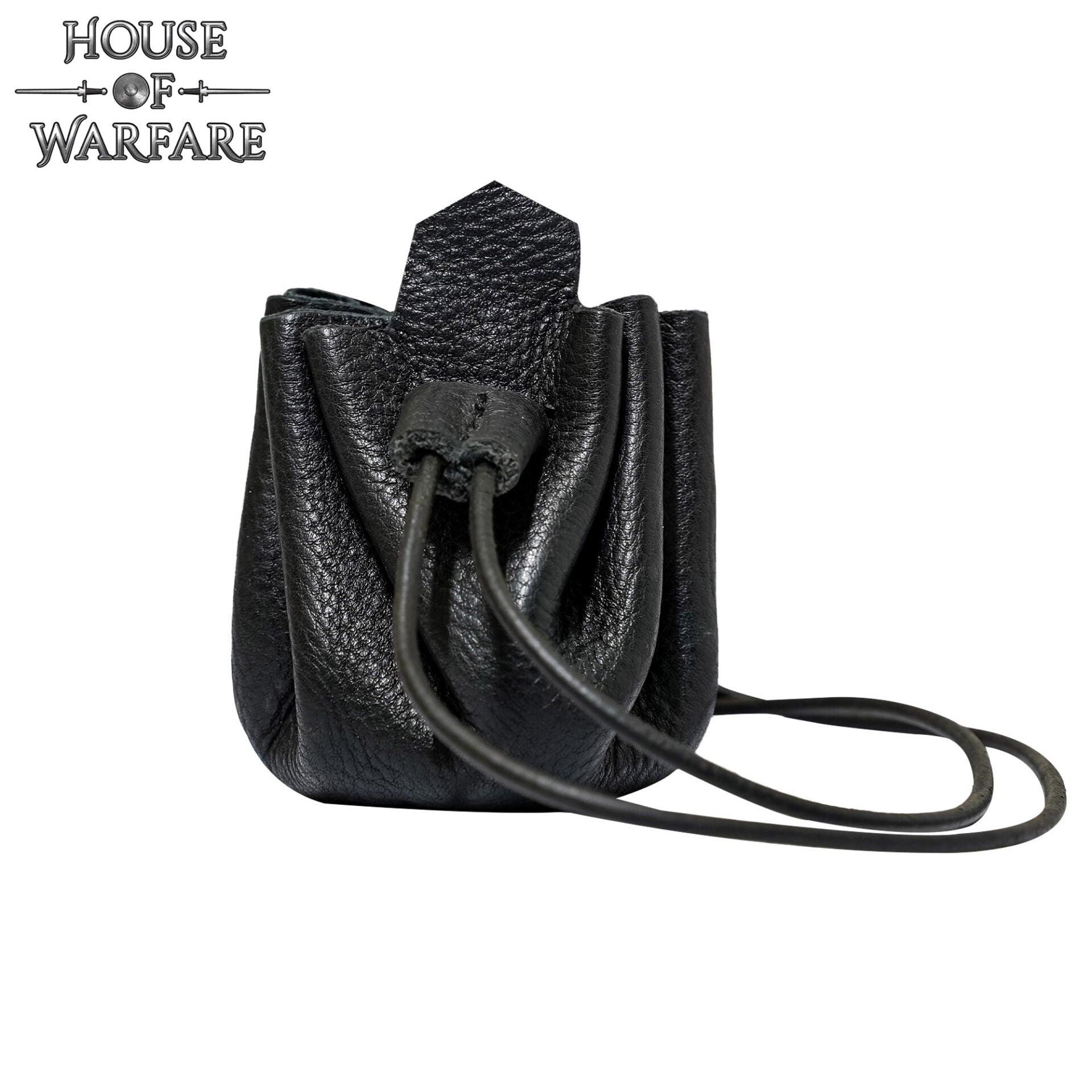 Monedero Pequeño de Cuero - Bolsita Artesanal Negra con Cordón para Monedas, Dados, Joyas - Imagen 4