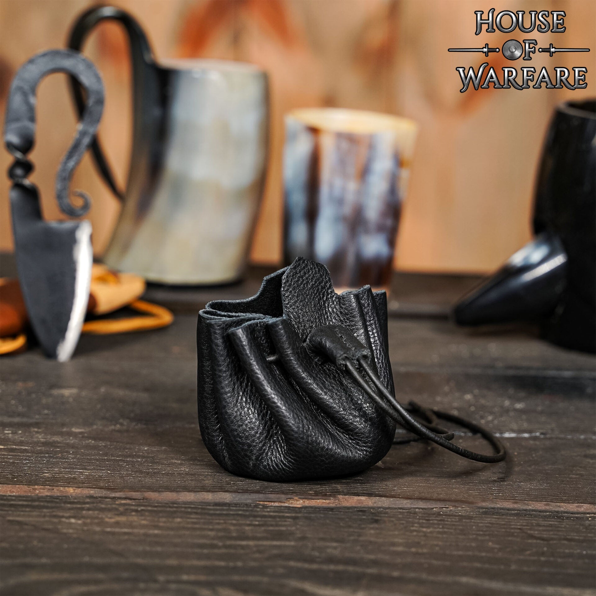 Monedero Pequeño de Cuero - Bolsita Artesanal Negra con Cordón para Monedas, Dados, Joyas - Imagen 9
