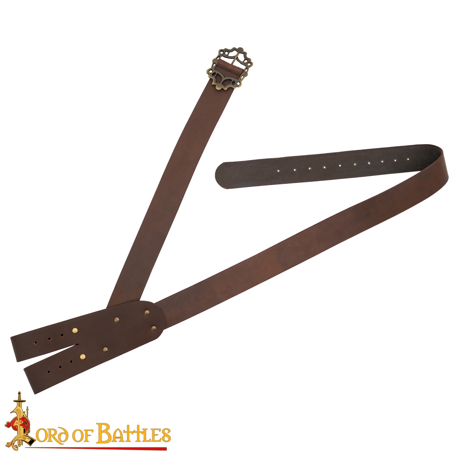 Pirate Baldric Leather Sword Belt - Cinturón de Hombro de Cuero Marrón Hecho a Mano con Hebilla de Latón - Imagen 4