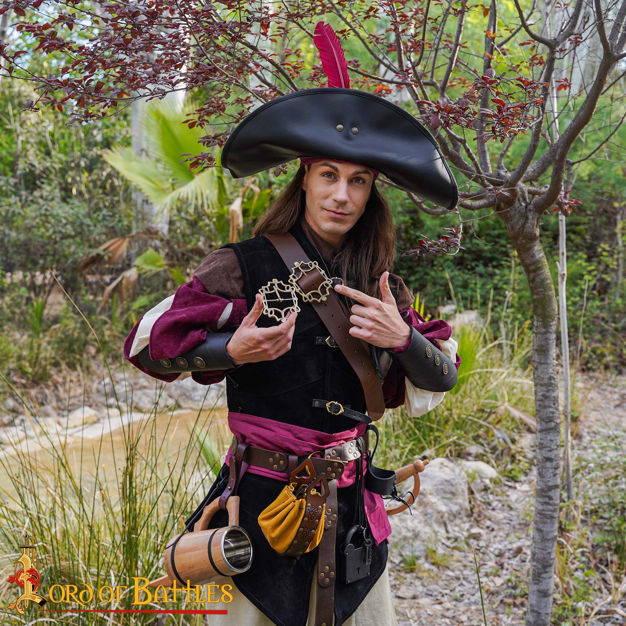 Pirate Baldric Leather Sword Belt - Cinturón de Hombro de Cuero Marrón Hecho a Mano con Hebilla de Latón - Imagen 6