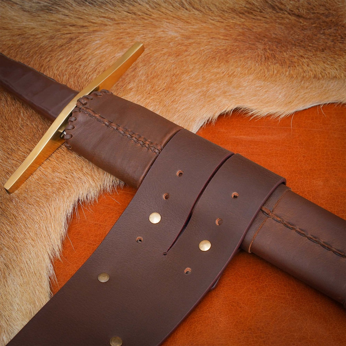 Pirate Baldric Leather Sword Belt - Cinturón de Hombro de Cuero Marrón Hecho a Mano con Hebilla de Latón - Imagen 8