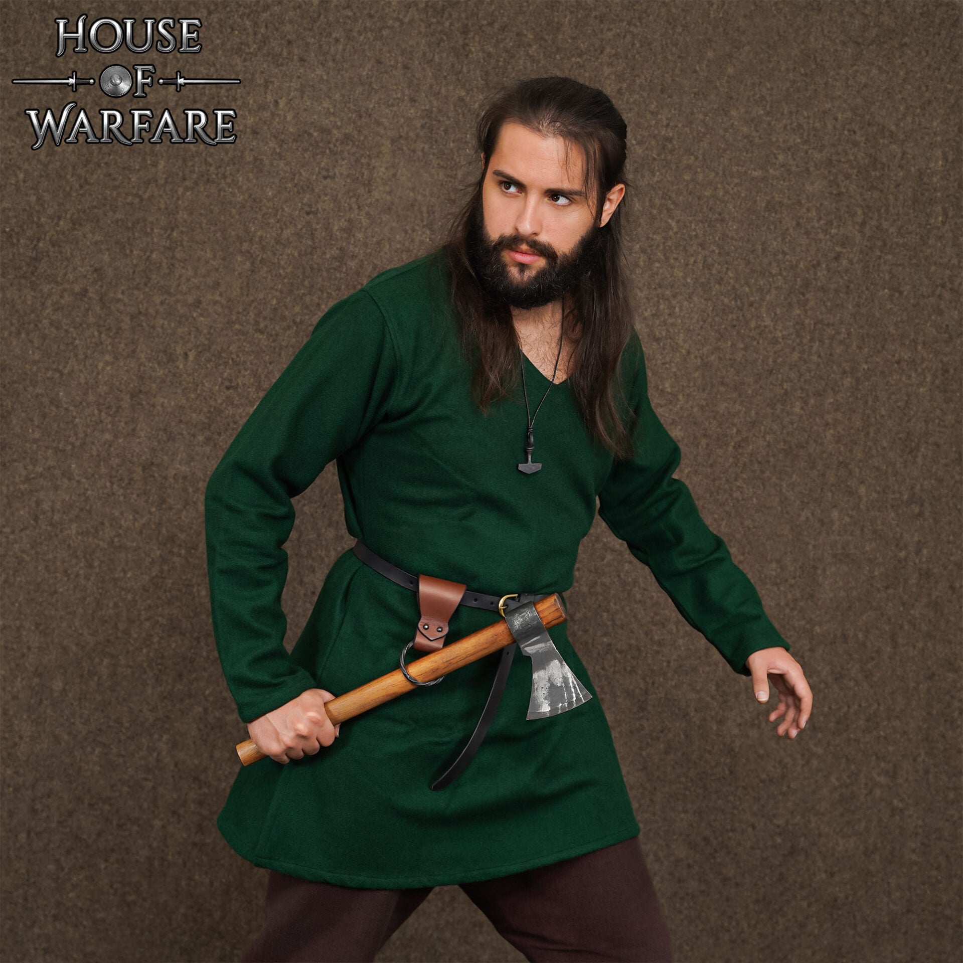 Rana Medieval de Cuero con Anillo de Hierro Torcido Forjado a Mano - Porta Cinturón Marrón para Hachas, Espadas y Herramientas - 6 "x1.5" - Imagen 2