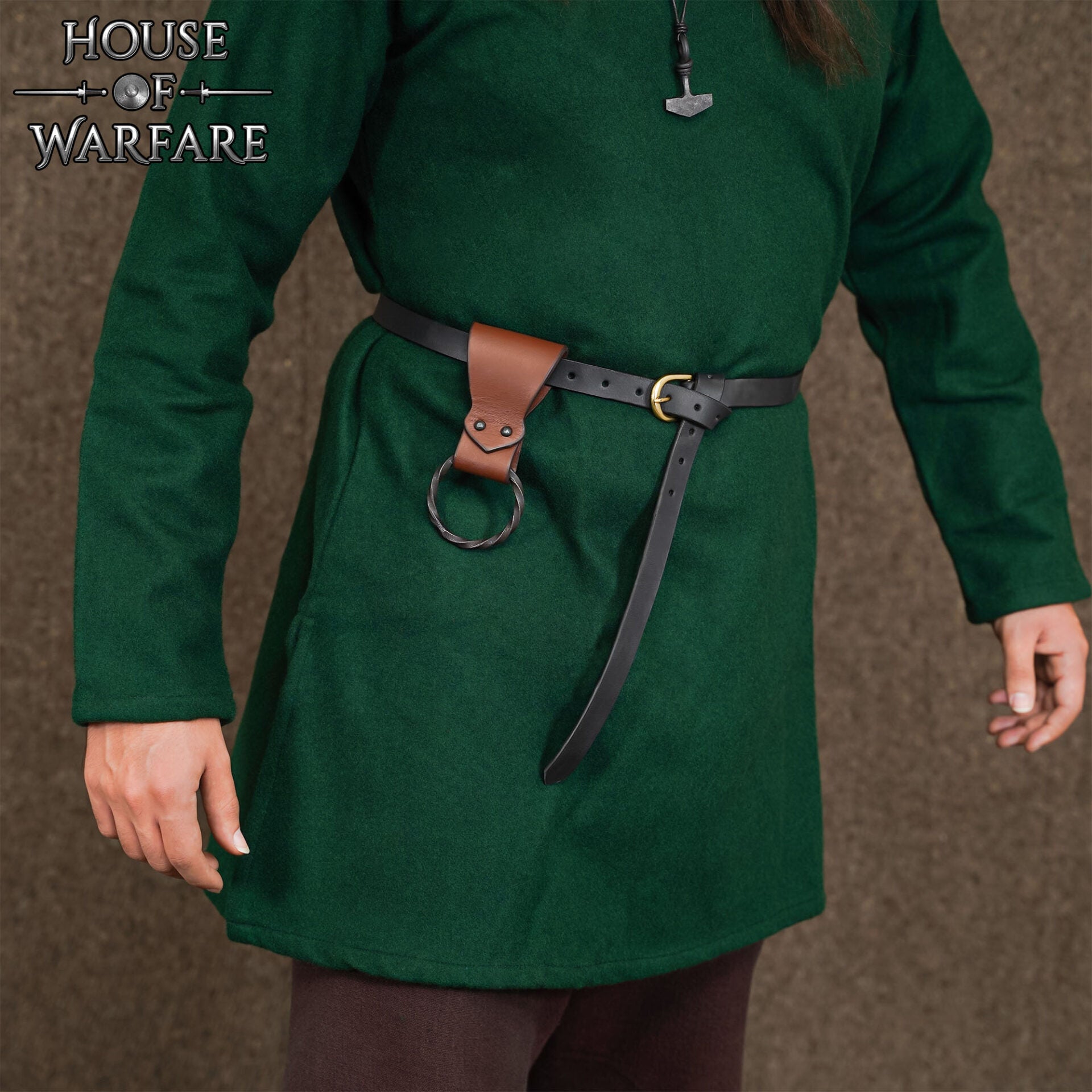 Rana Medieval de Cuero con Anillo de Hierro Torcido Forjado a Mano - Porta Cinturón Marrón para Hachas, Espadas y Herramientas - 6 "x1.5" - Imagen 6