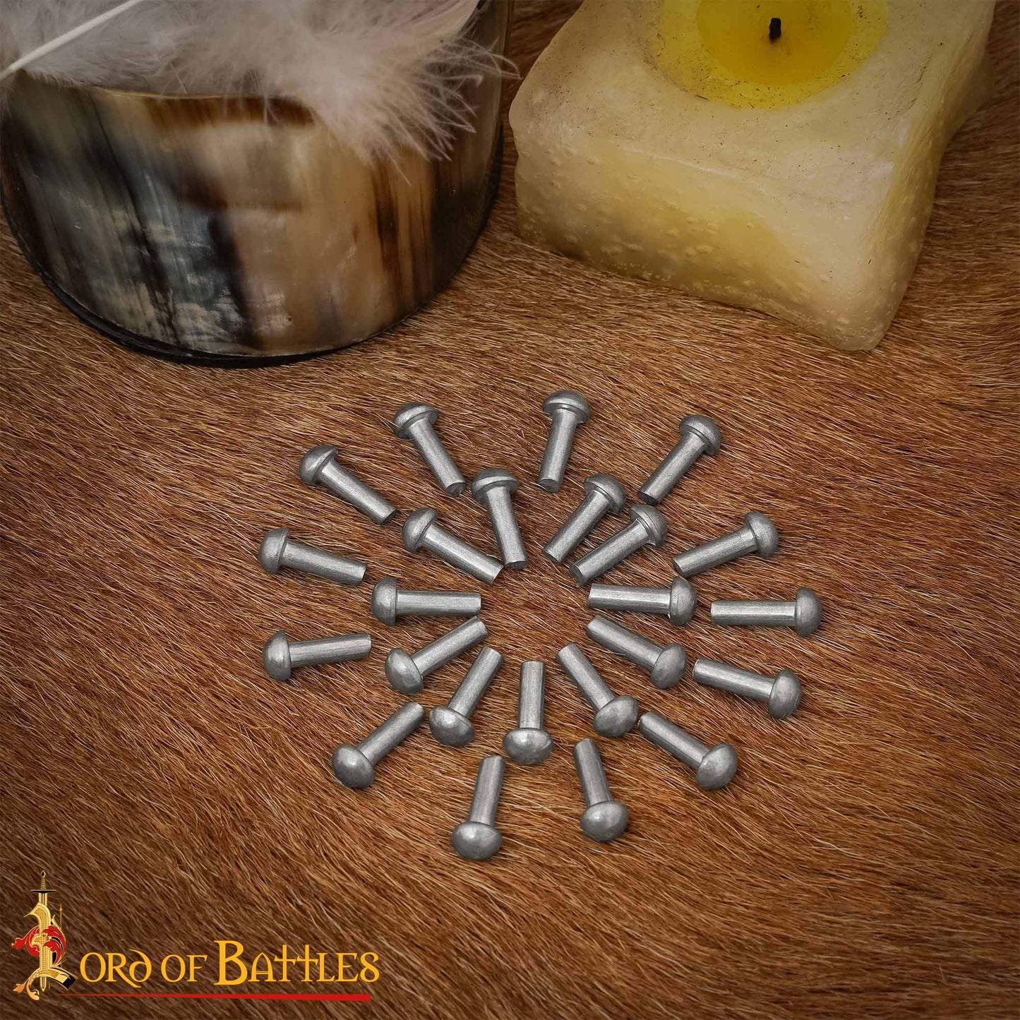 Remaches de Cabeza de Seta - Juego de 25 Remaches de Cúpula para Armaduras y Marroquinería - 16 Mm de Longitud Total - Imagen 14