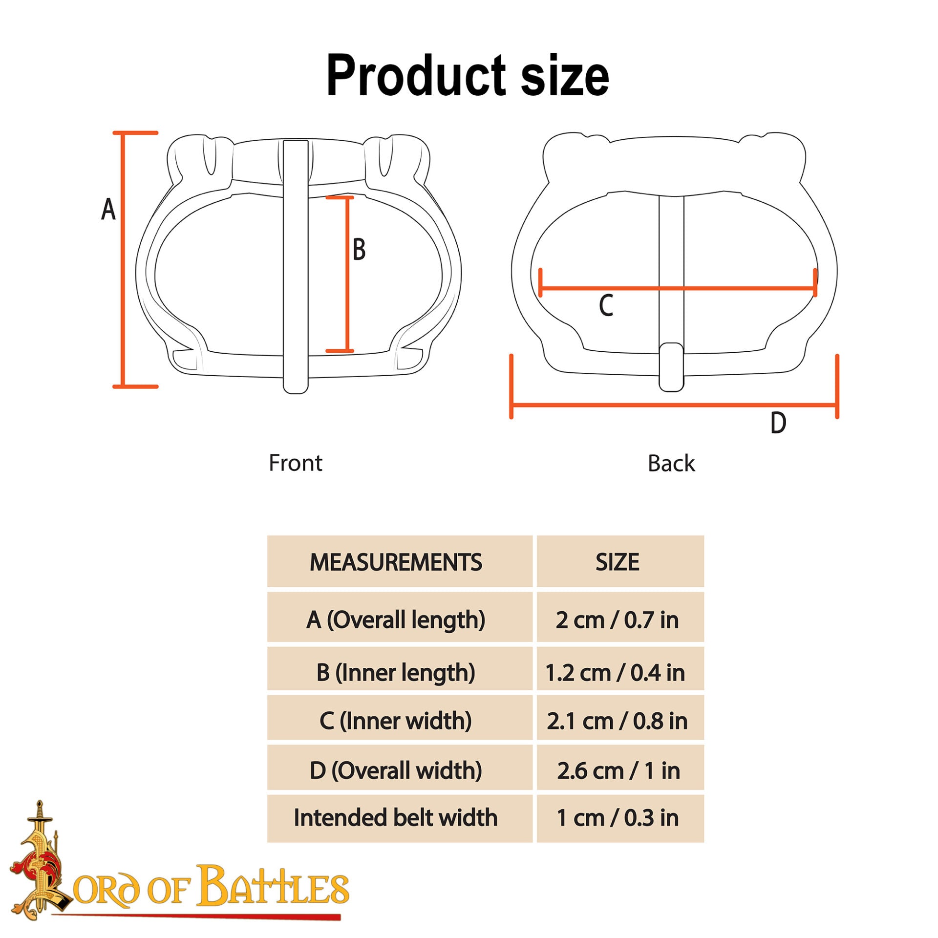 Pequeñas Hebillas Medievales de Latón para Cinturón - Juego de 5 Piezas Acabadas a Mano (réplica de 1200-1400) - Imagen 3
