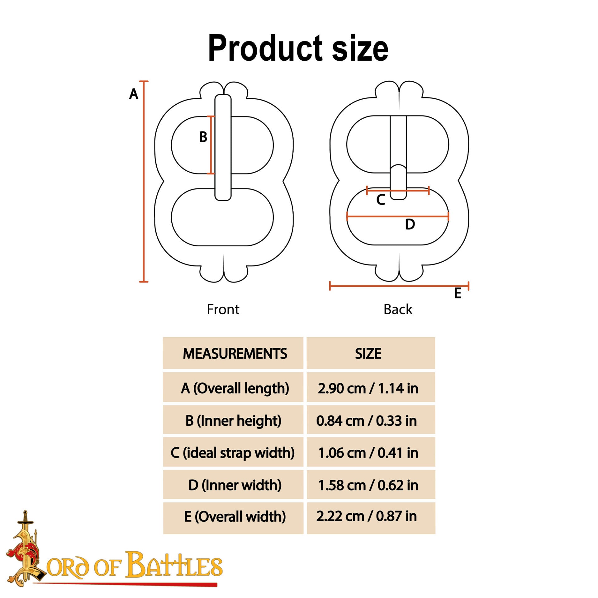 Juego de 5 Hebillas Medievales de Latón para Cinturón - Pequeños Cierres de Correa Decorativos para Ropa Histórica y Marroquinería - Imagen 3