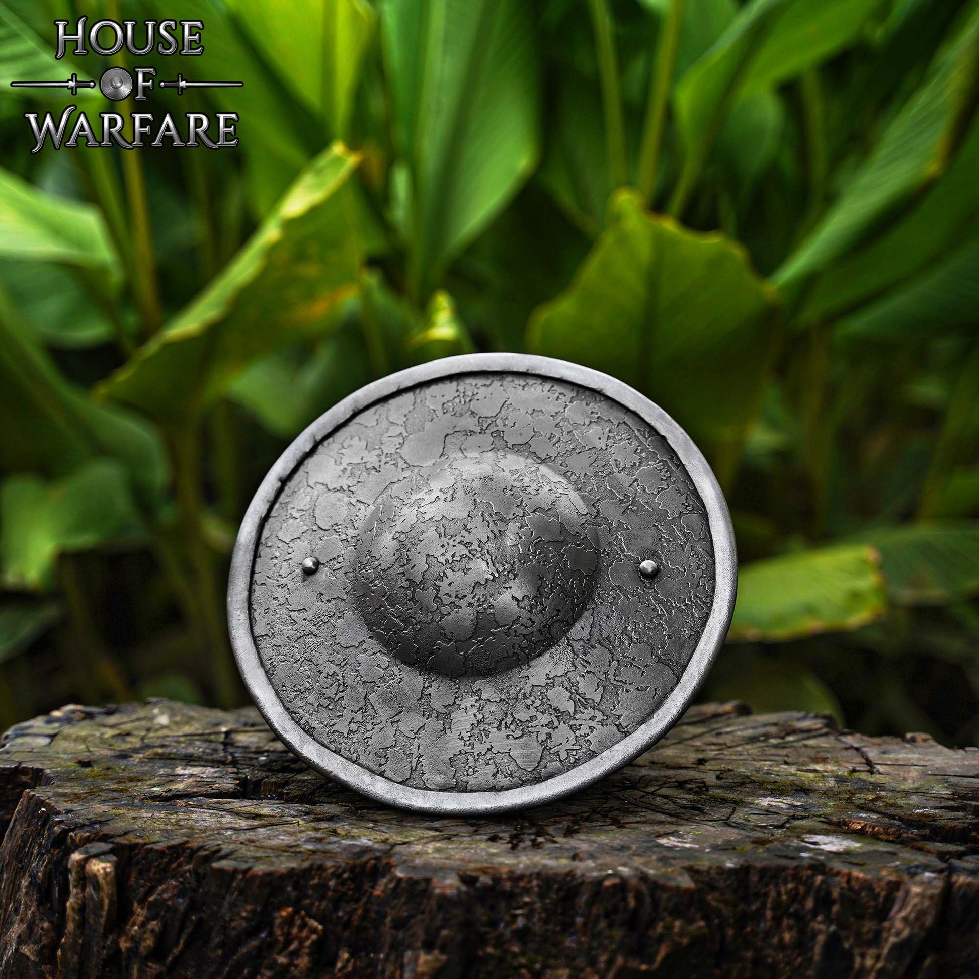 Escudo Medieval de Acero Calibre 14 23cm - Escudo Redondo Hecho a Mano con Empuñadura de Madera y Acabado Antiguo - Imagen 1