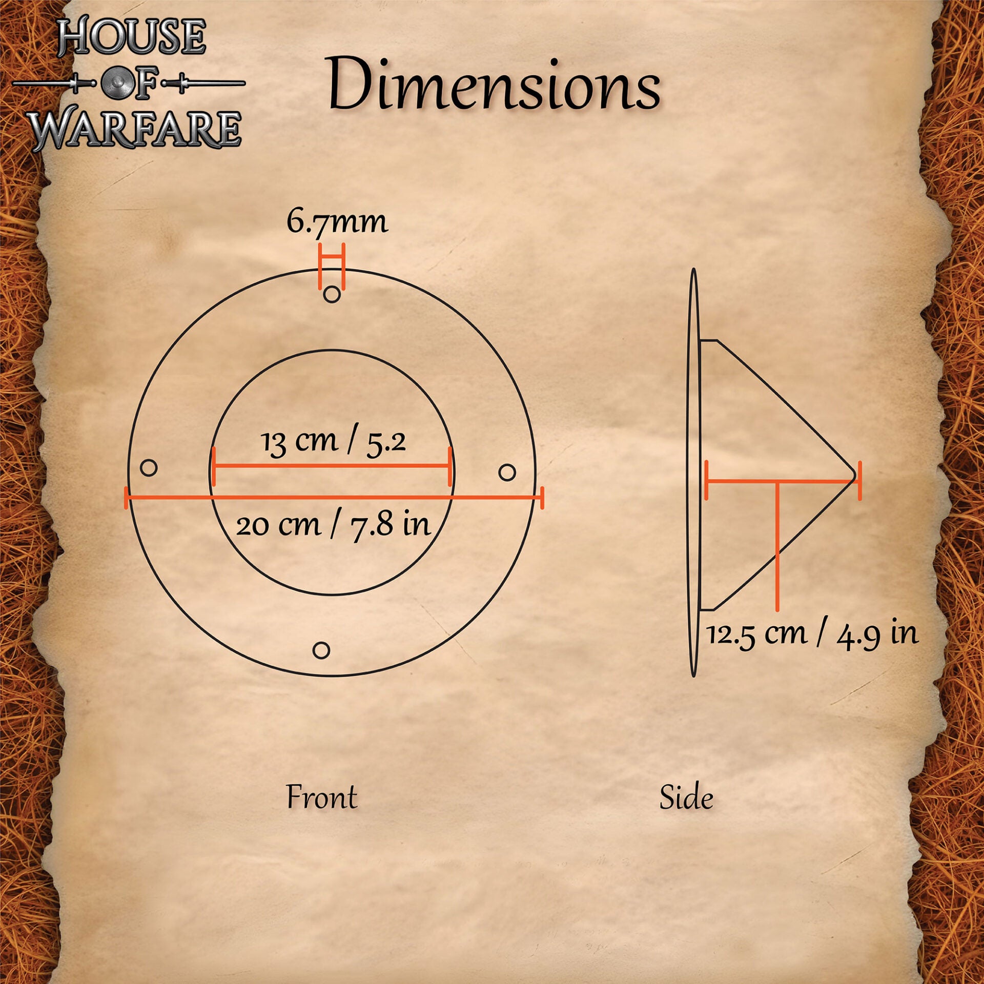 Jefe de Escudo Cónico Medieval Alemán - Acero Forjado a Mano Calibre 16 - Imagen 3