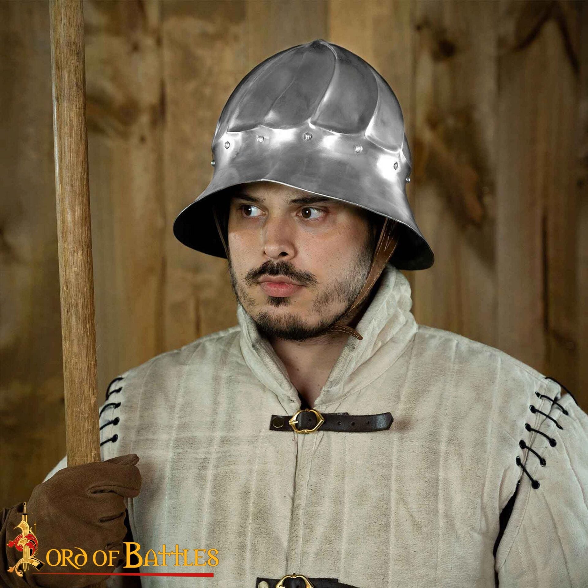 Casco Borgoñón del Siglo Xv - Casco de Infantería de Acero de Calibre 14 con Forro de Cuero - Imagen 7