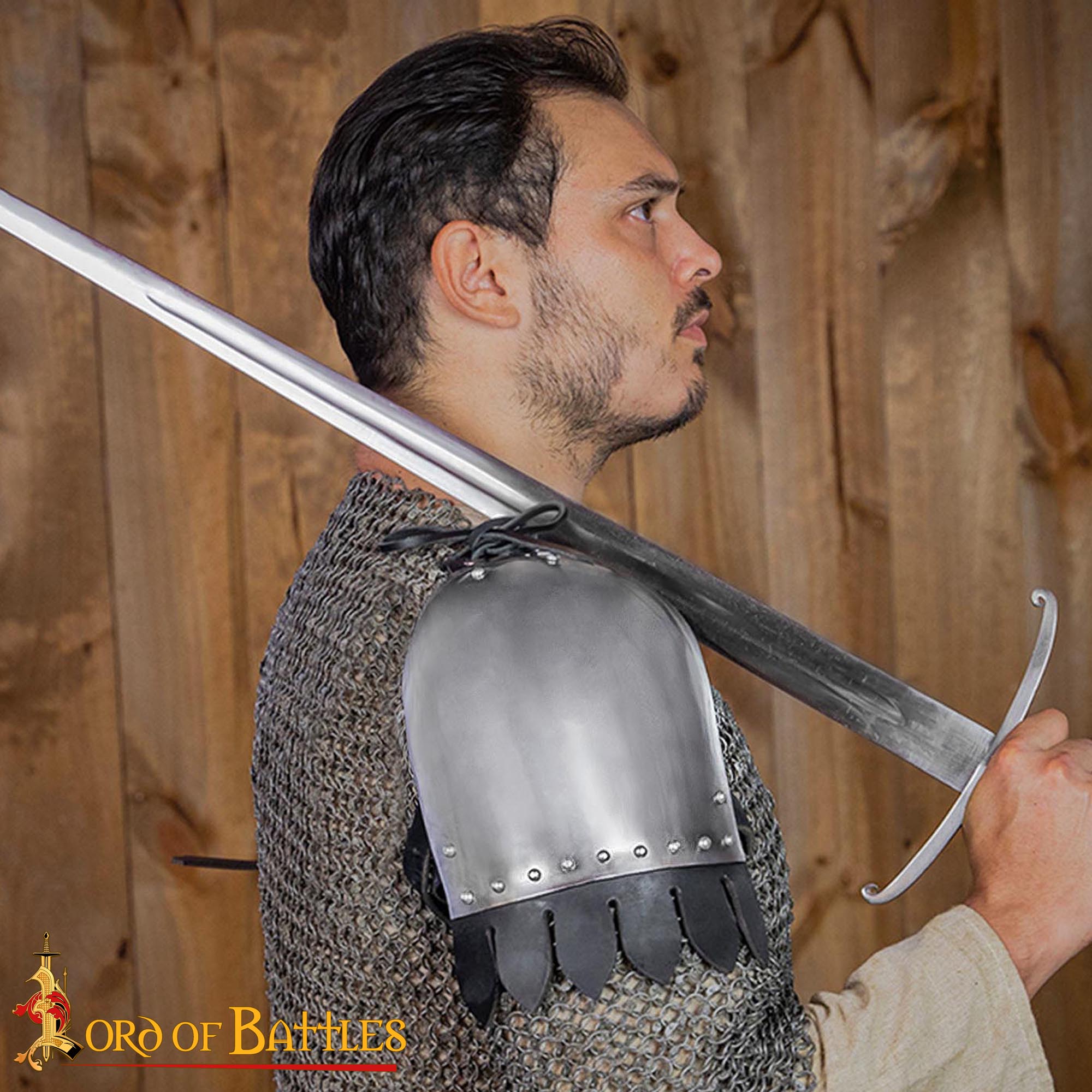 Par de Pauldrones Medievales de Acero - Armadura de Hombro Pulida de Calibre 16 - Imagen 2