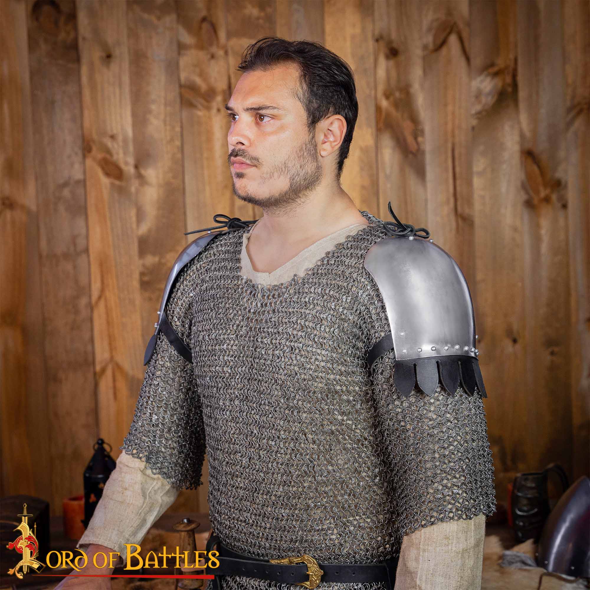 Par de Pauldrones Medievales de Acero - Armadura de Hombro Pulida de Calibre 16 - Imagen 10