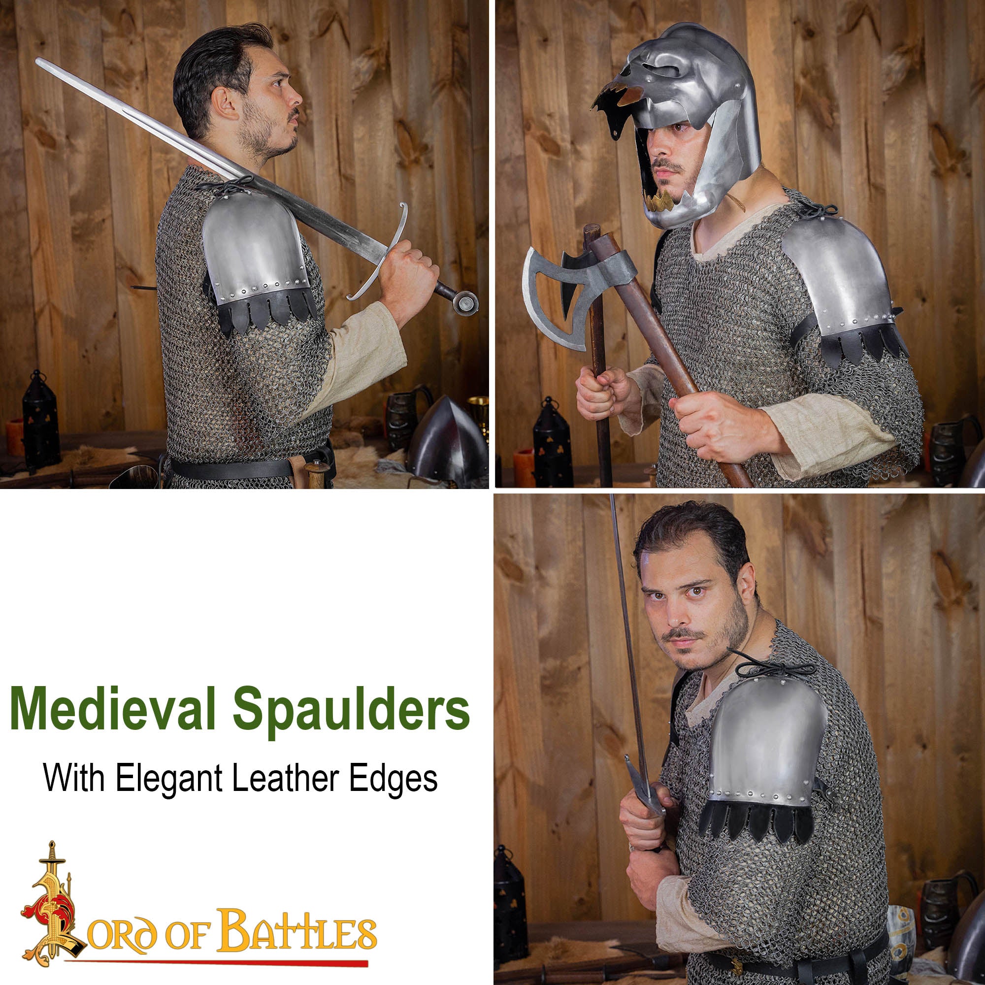 Par de Pauldrones Medievales de Acero - Armadura de Hombro Pulida de Calibre 16 - Imagen 8