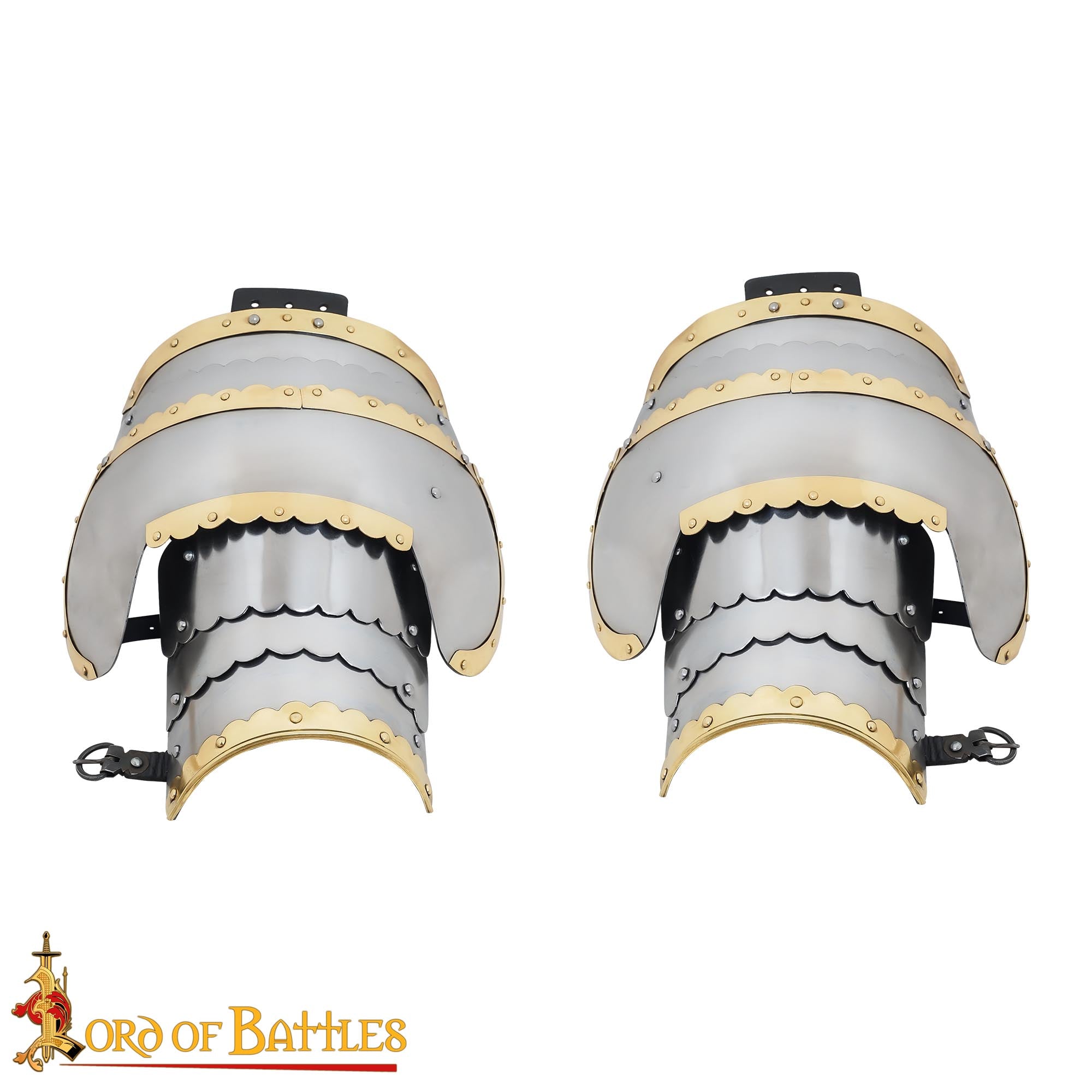 Húsar Medieval Pauldrons Armadura de Hombro de Acero Forjado a Mano con Adornos de Latón - Imagen 3