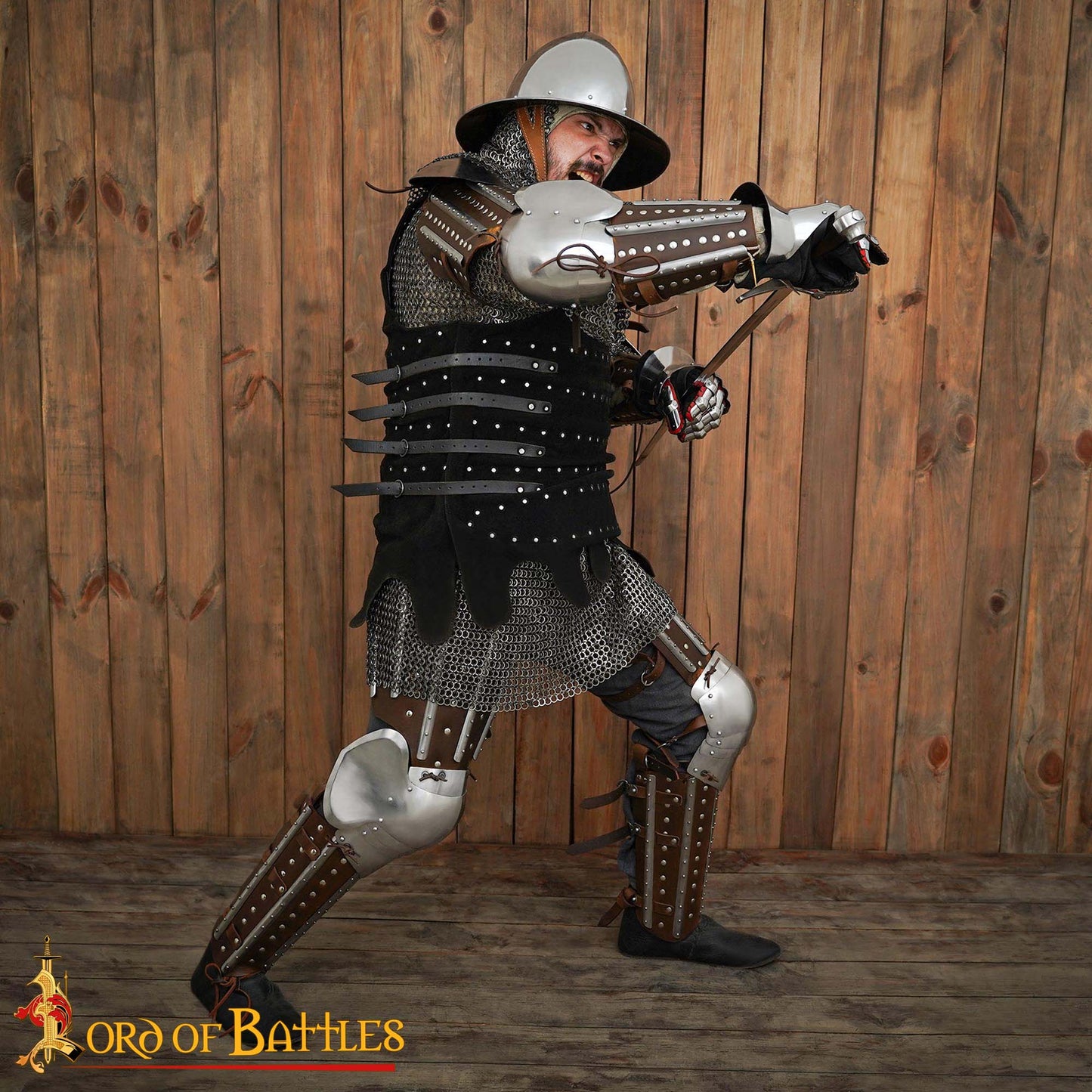 Armadura Medieval Entablillada - Acero Pulido Calibre 16 y Cuero - Ajuste Universal - Imagen 6