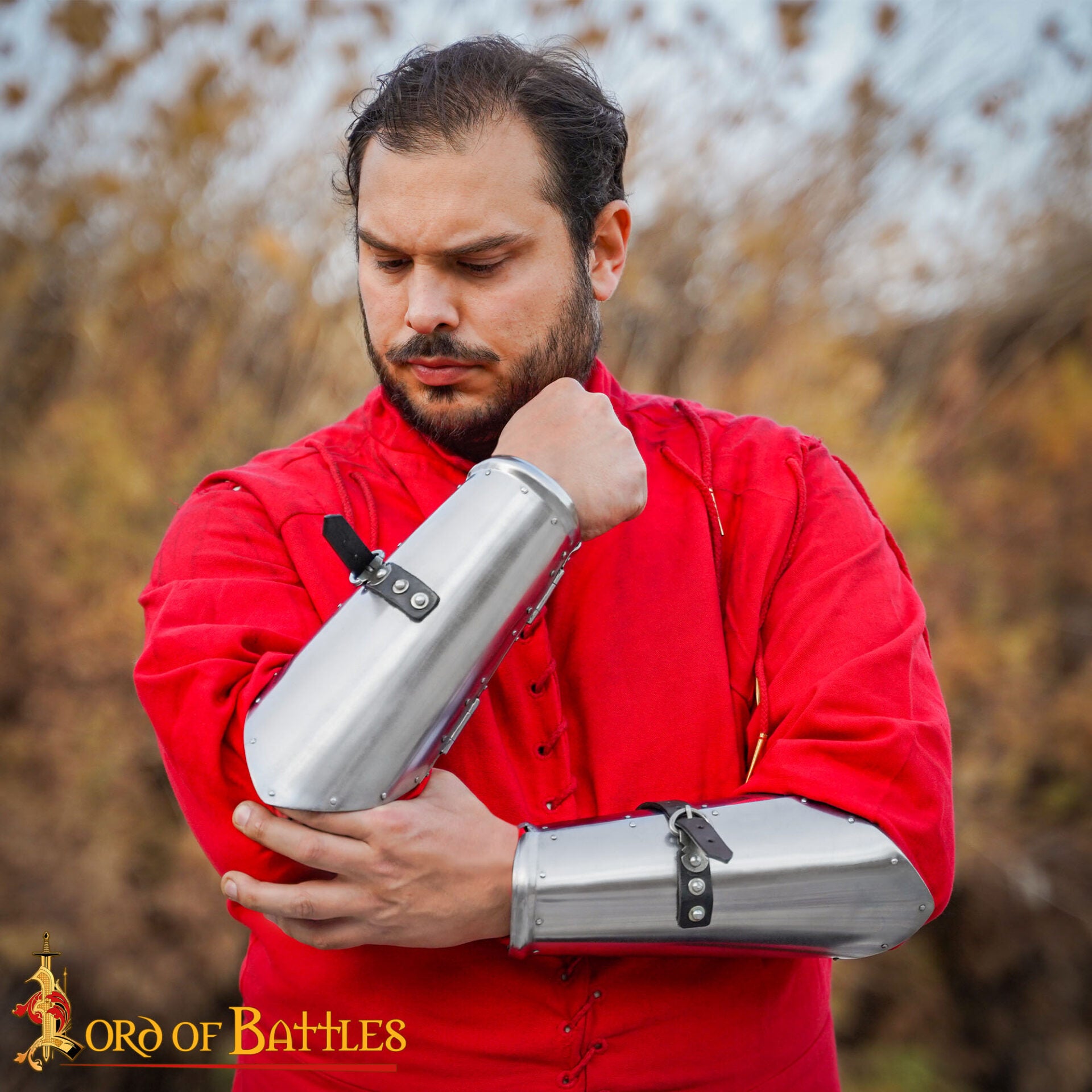 Brazales de Guerrero de los Siglos Xiv-xv - Armadura de Antebrazo de Acero con Forro de Ante - Imagen 2
