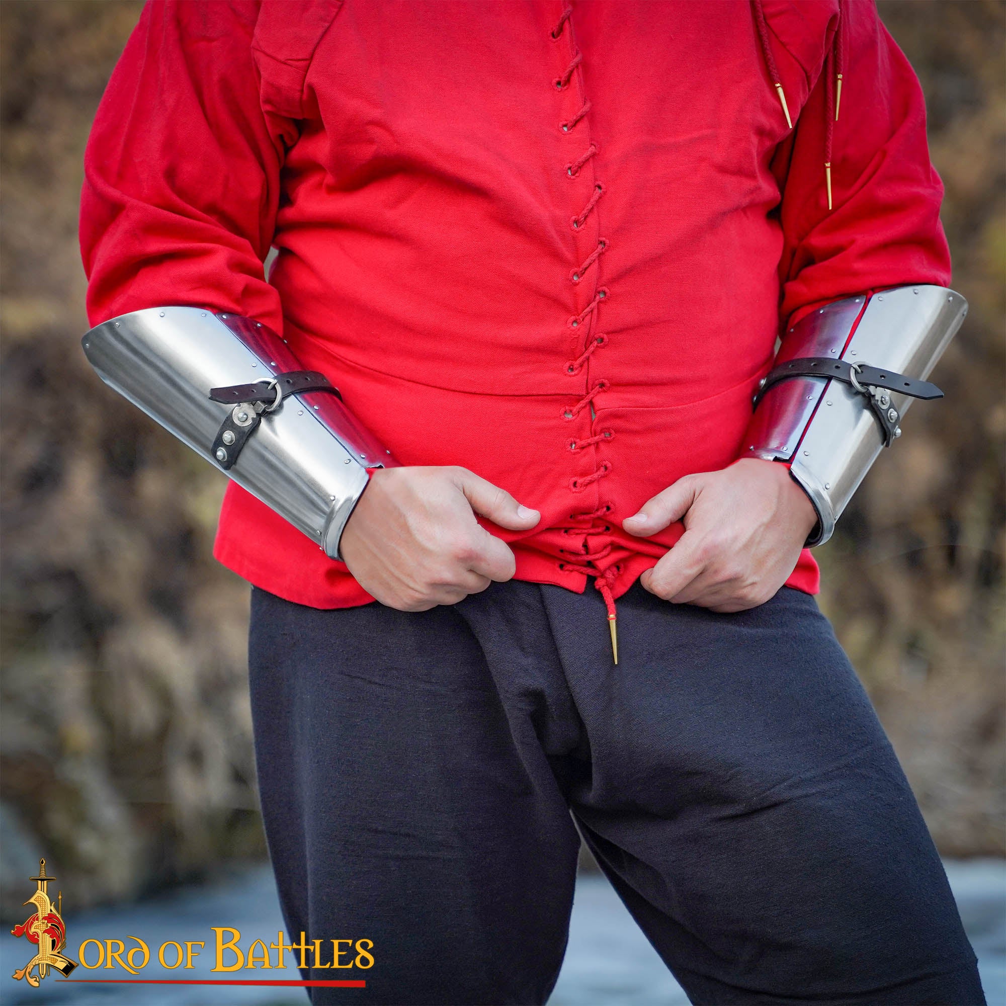 Brazales de Guerrero de los Siglos Xiv-xv - Armadura de Antebrazo de Acero con Forro de Ante - Imagen 6