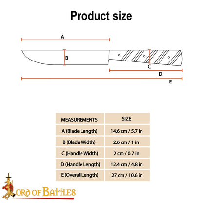Cuchillo Medieval de Acero Inoxidable con Mango de Hueso Pulido - 27 Cm Historical Dining & Utility Knife - Imagen 3