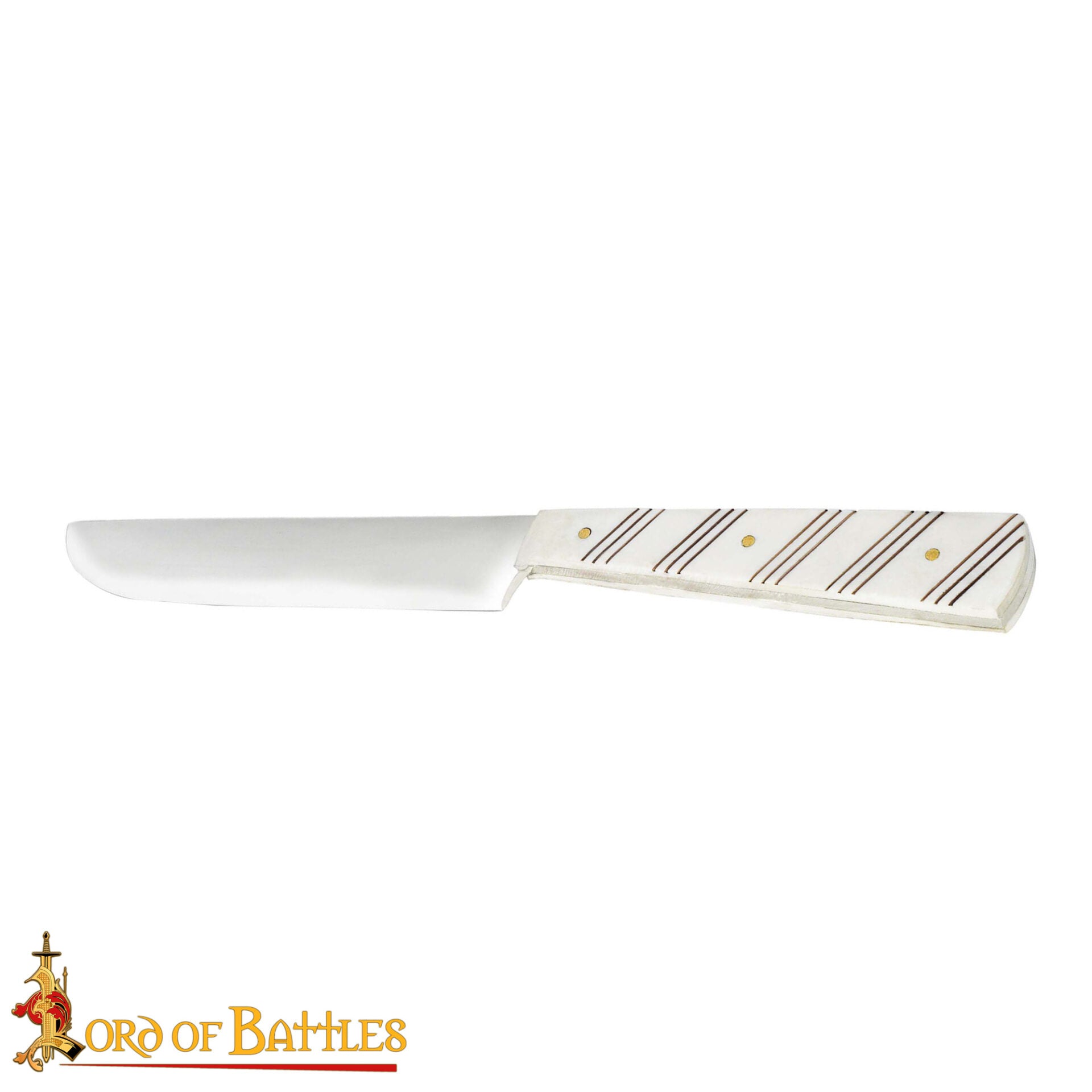 Cuchillo Medieval de Acero Inoxidable con Mango de Hueso Pulido - 27 Cm Historical Dining & Utility Knife - Imagen 4