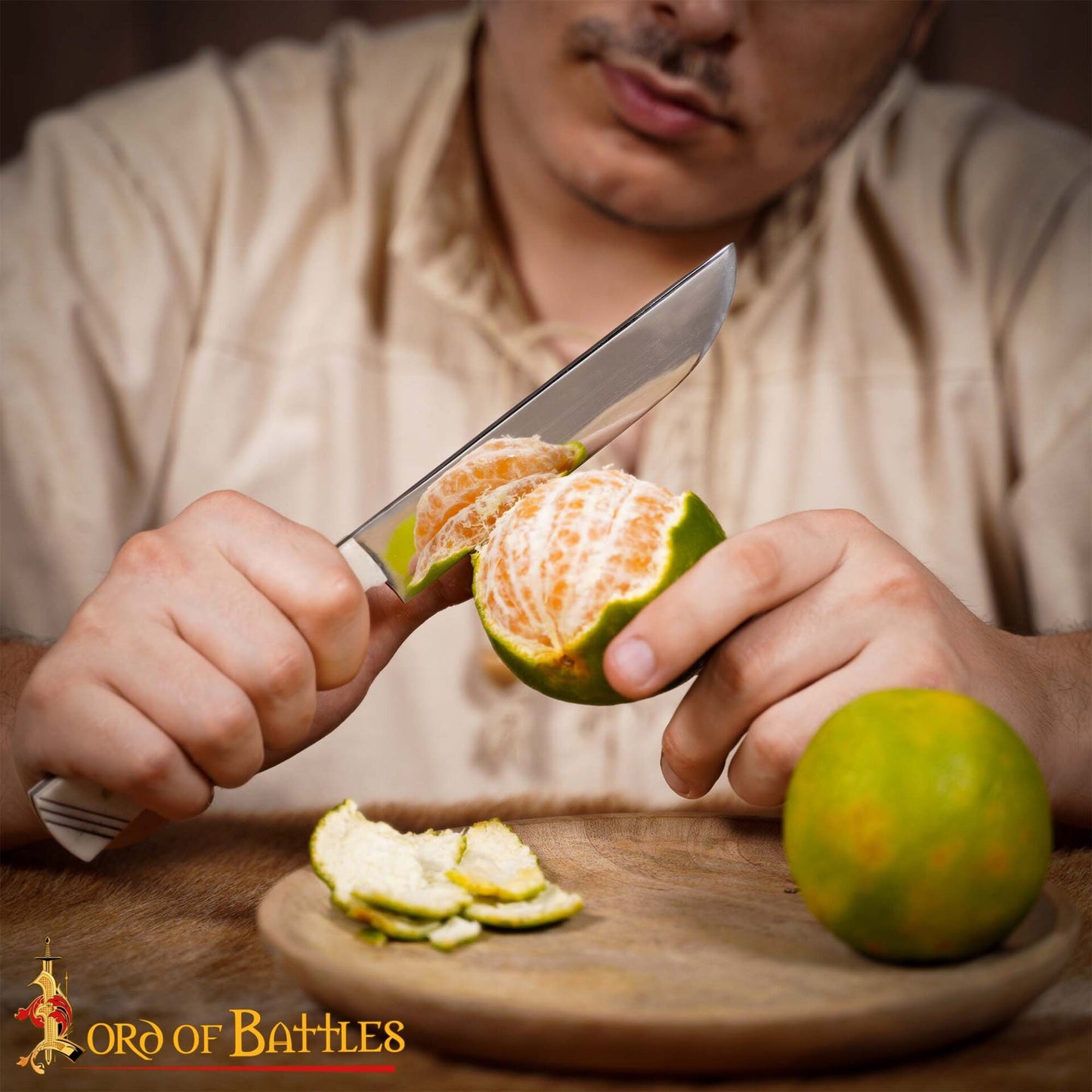 Cuchillo Medieval de Acero Inoxidable con Mango de Hueso Pulido - 27 Cm Historical Dining & Utility Knife - Imagen 5