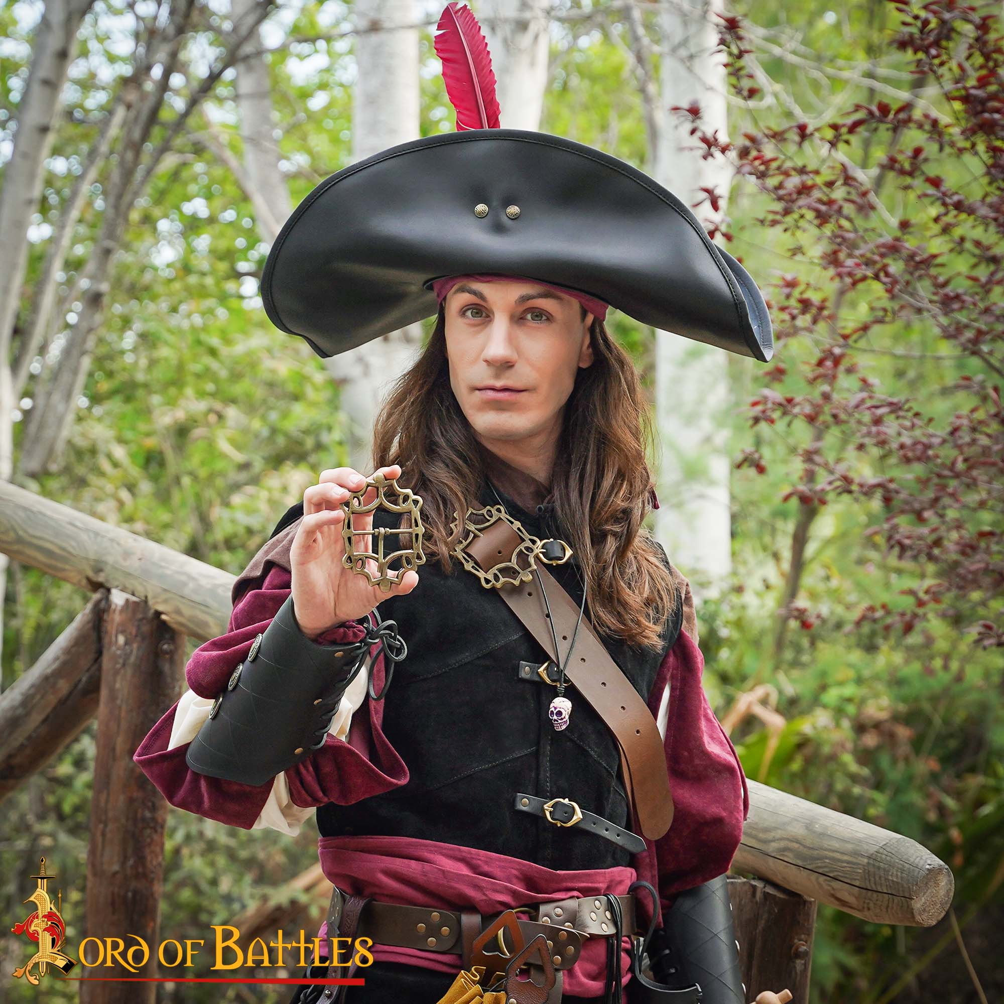 Cinturón Medieval de Latón Hebilla Gótica - Acabado Latón Antiguo - Imagen 2