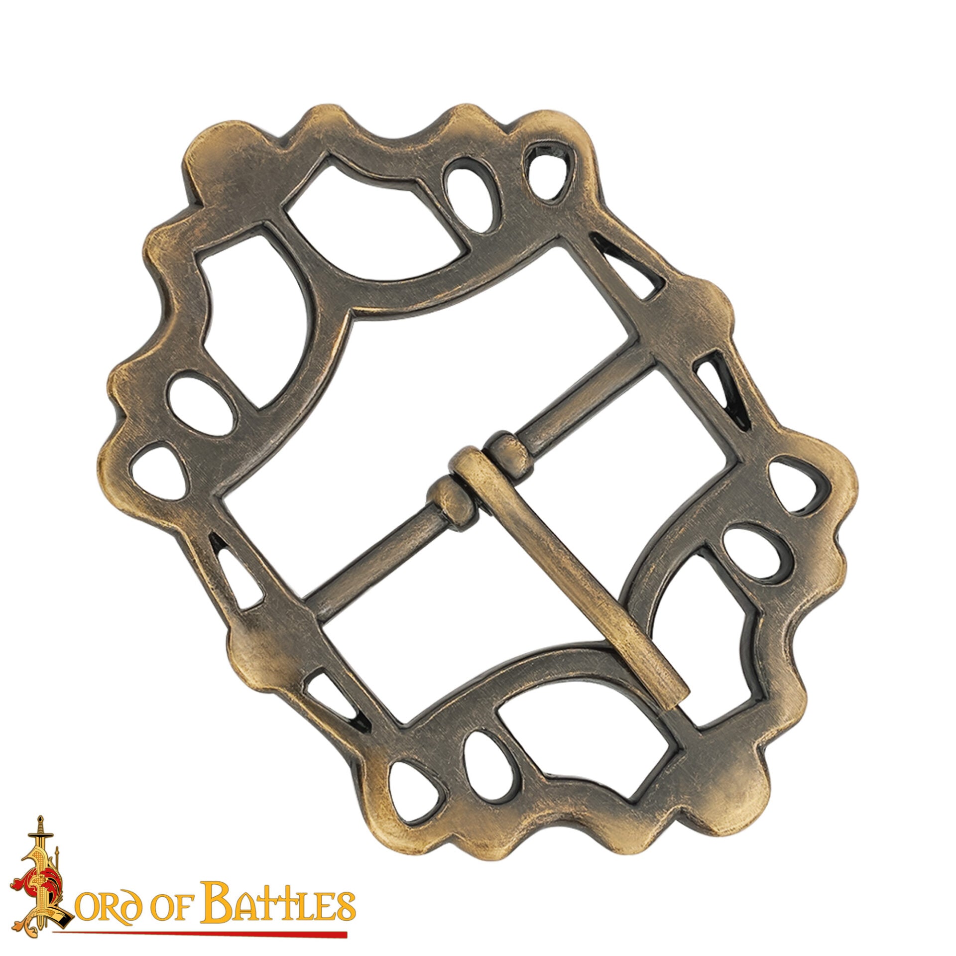 Cinturón Medieval de Latón Hebilla Gótica - Acabado Latón Antiguo - Imagen 6