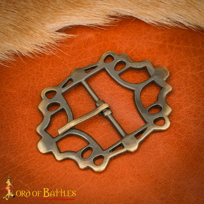 Cinturón Medieval de Latón Hebilla Gótica - Acabado Latón Antiguo - Imagen 1