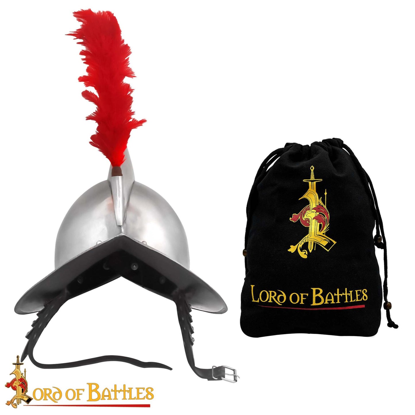Casco Español de Peine Morion de Acero con Auténtico Penacho de Plumas Rojas - Siglo Xvi-xvii - Imagen 4