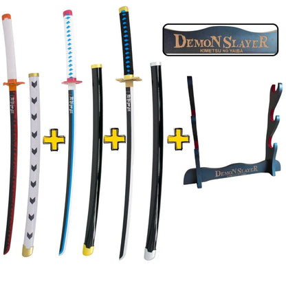 Pack Pilares del Honor con 3 Katanas de Bambú Kimetsu No Yaiba y Expositor Demon Slayer - Espadas y Más.