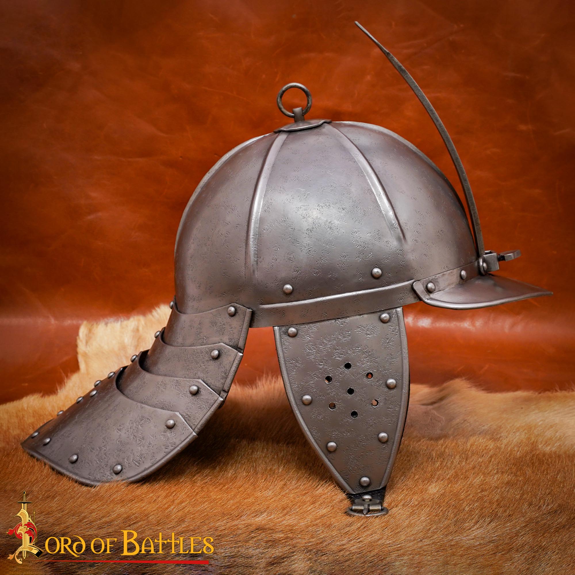 Auténtico Casco Medieval con Cola de Langosta - Acero de Calibre 16 con Forro Acolchado para Larp y Exhibición - Imagen 6