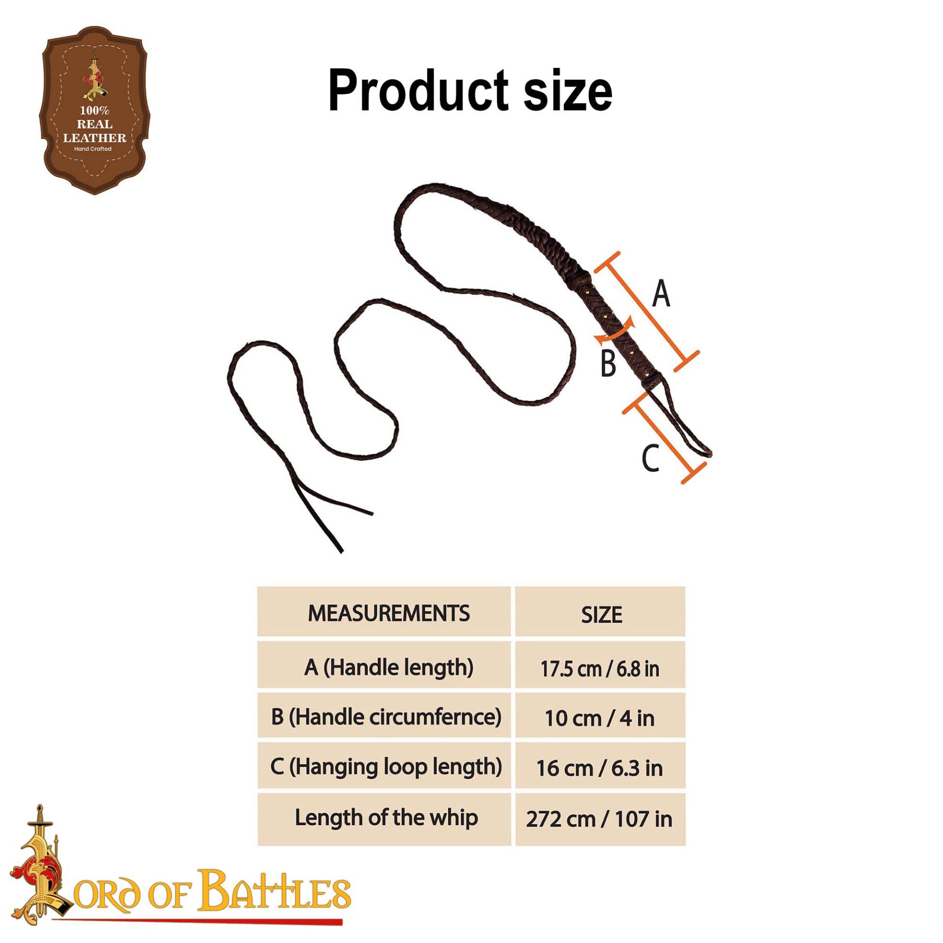 Látigo Medieval de Cuero para Toros - Diseño Trenzado Artesanal con Remaches de Latón - Imagen 8