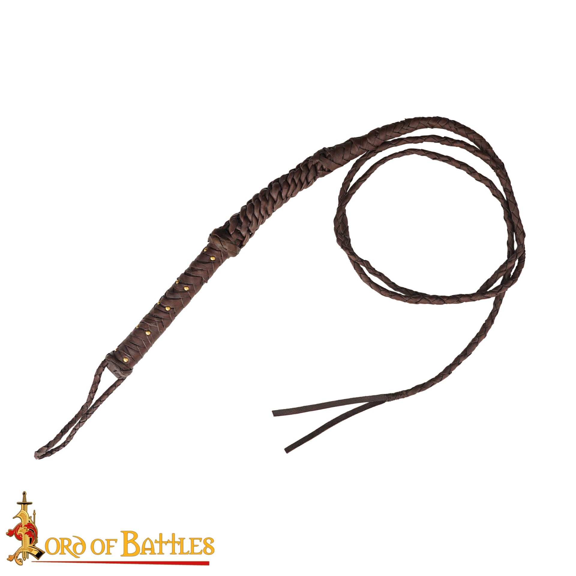 Látigo Medieval de Cuero para Toros - Diseño Trenzado Artesanal con Remaches de Latón - Imagen 4