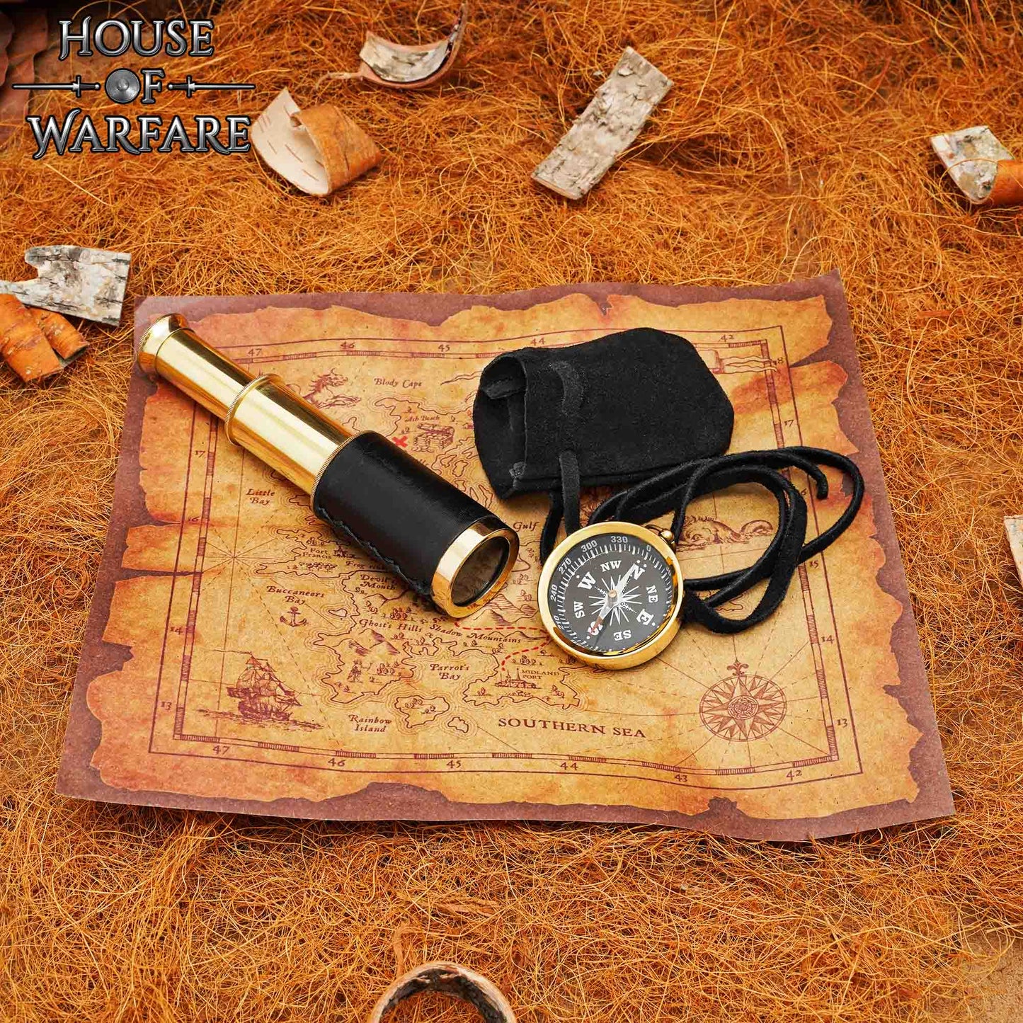 Juego de Búsqueda del Tesoro Brújula Telescopio Mapa Ideal para Larp Cosplay - Imagen 1