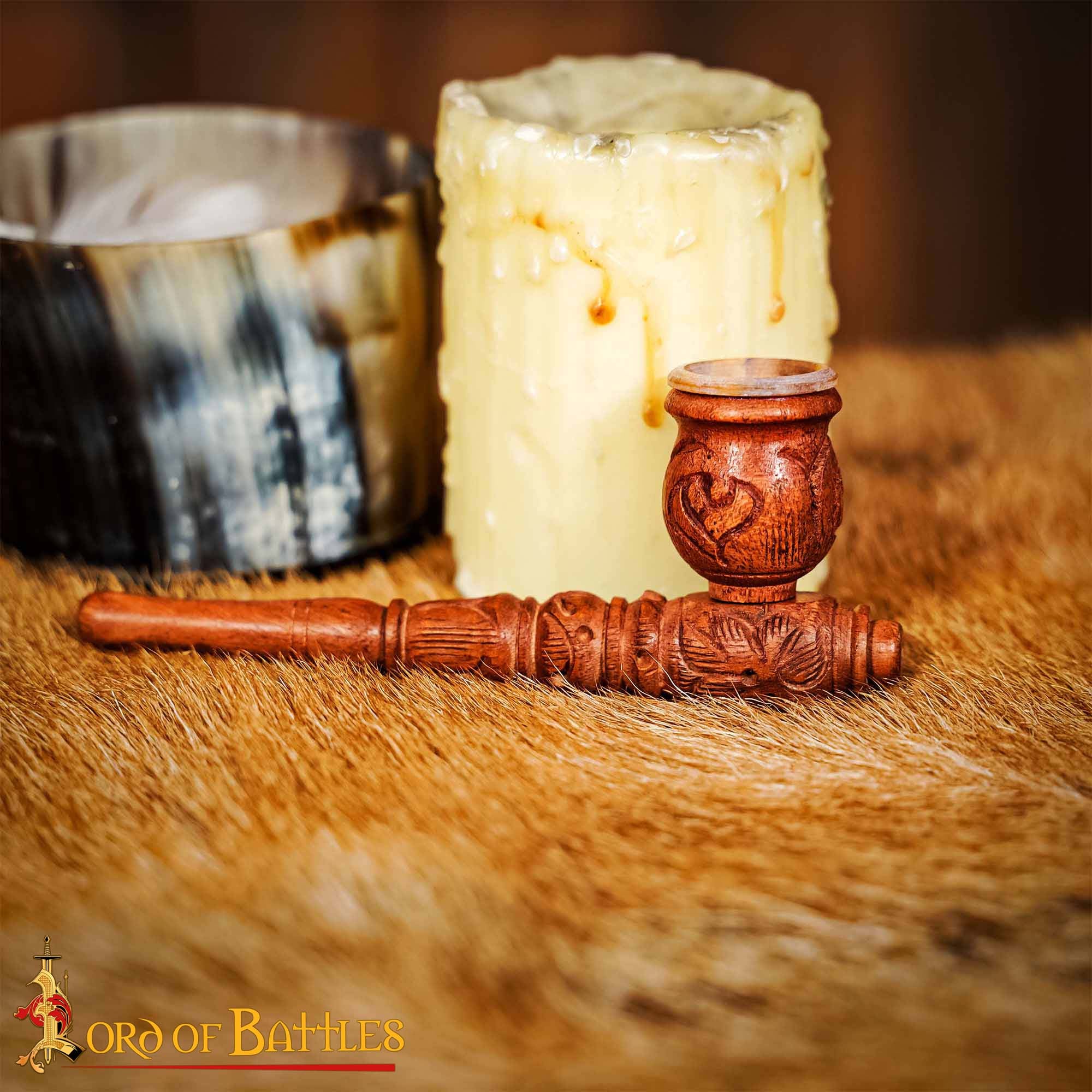 Mini Pipa de Madera para Fumar - Pipa de Bolsillo de Madera Tallada a Mano con Grabado Vintage - Imagen 1