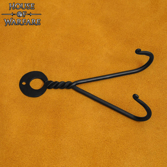 Soporte de Pared para Espada de Hierro Negro Forjado a Mano - Colgador de Exhibición de Doble Gancho - Imagen 1